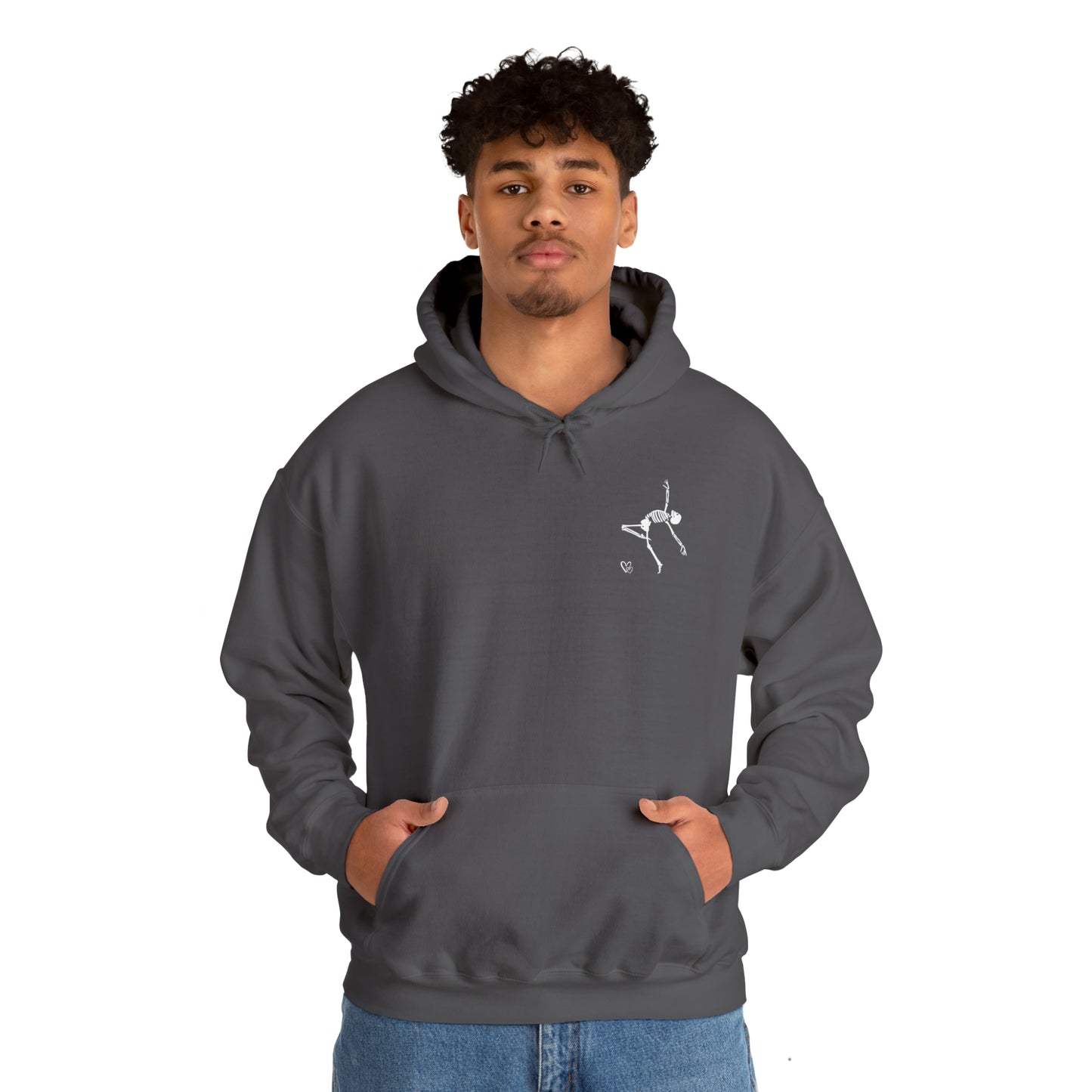 Dancing Skeleton Hoodie- Dancing Skeleton Front- Multi -Dancing Skeleton Back, Mutliple Color Options, Unisex Heavy Blend™ Hooded Sweatshirt