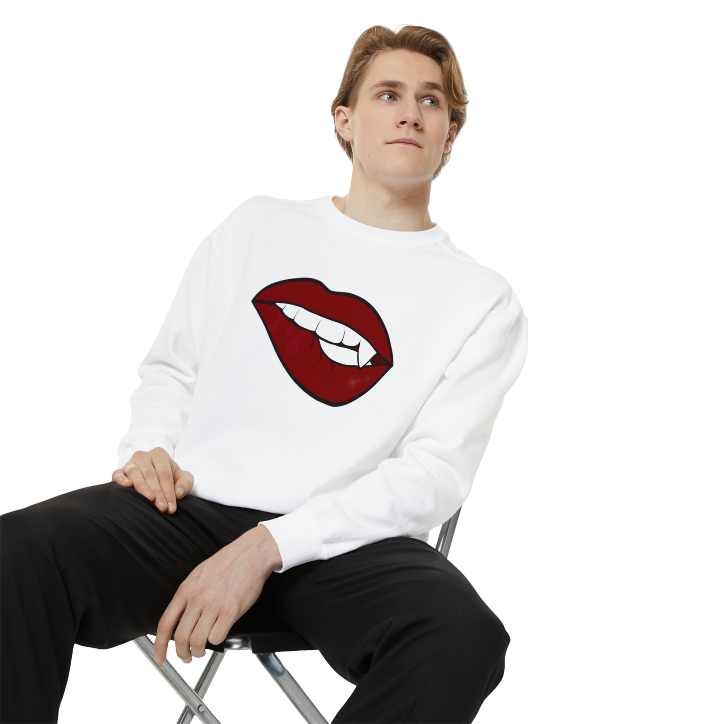 Biting Lip Vampire Fang Comfort Colors Sweater