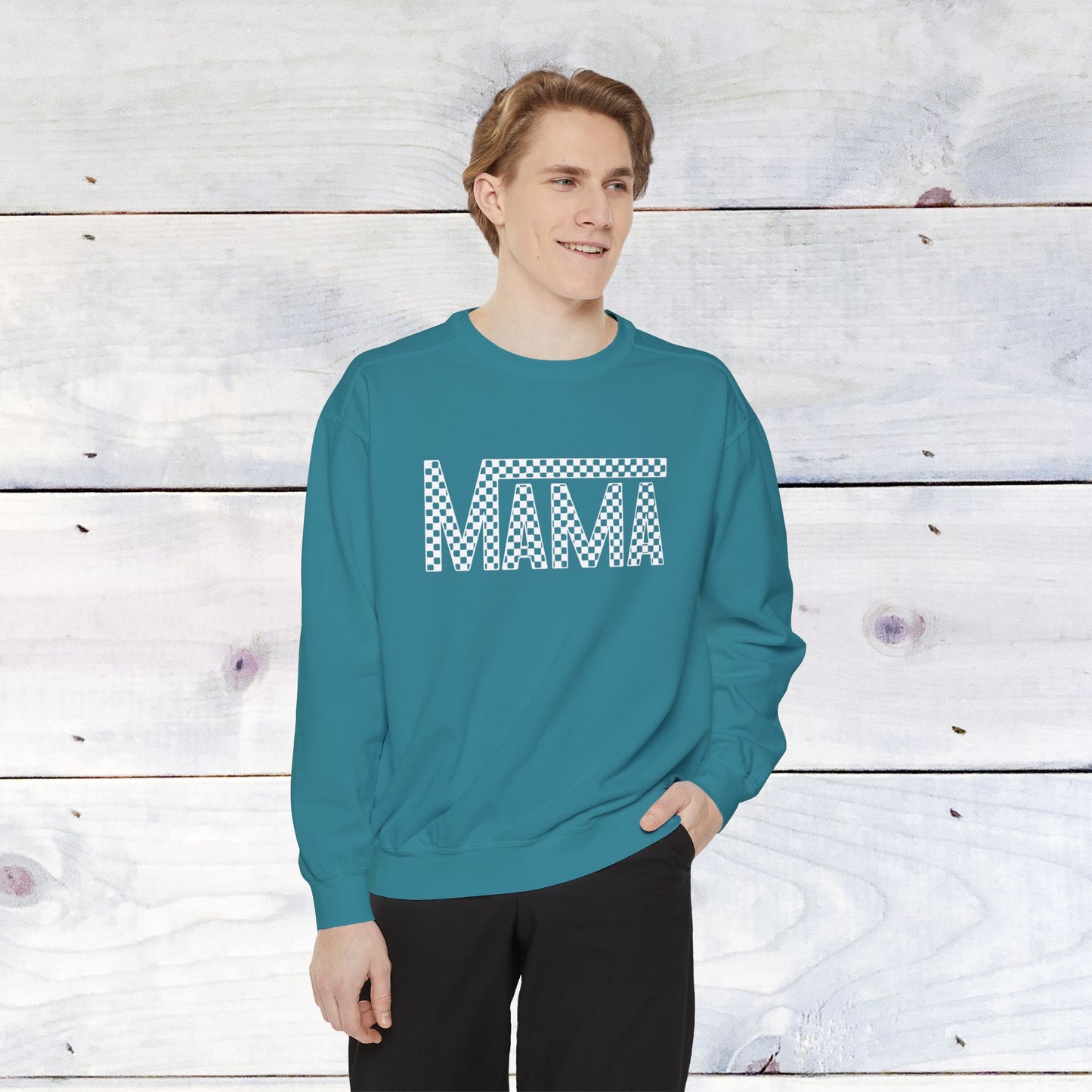 Mama Checkered Comfort Colors Sweater