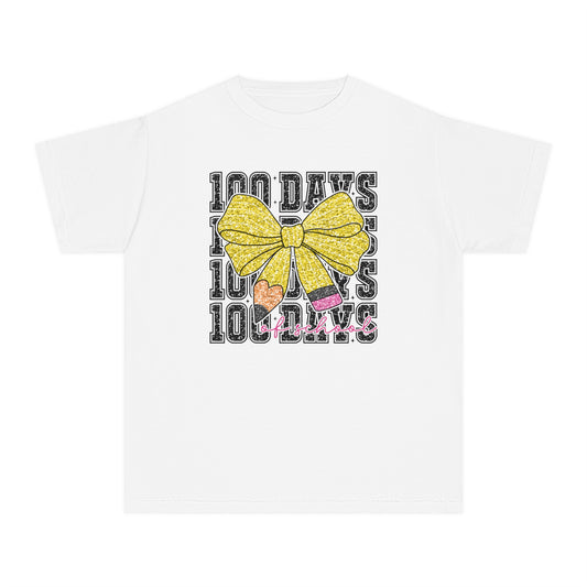 Youth 100 Days Bow Comfort Colors Tee