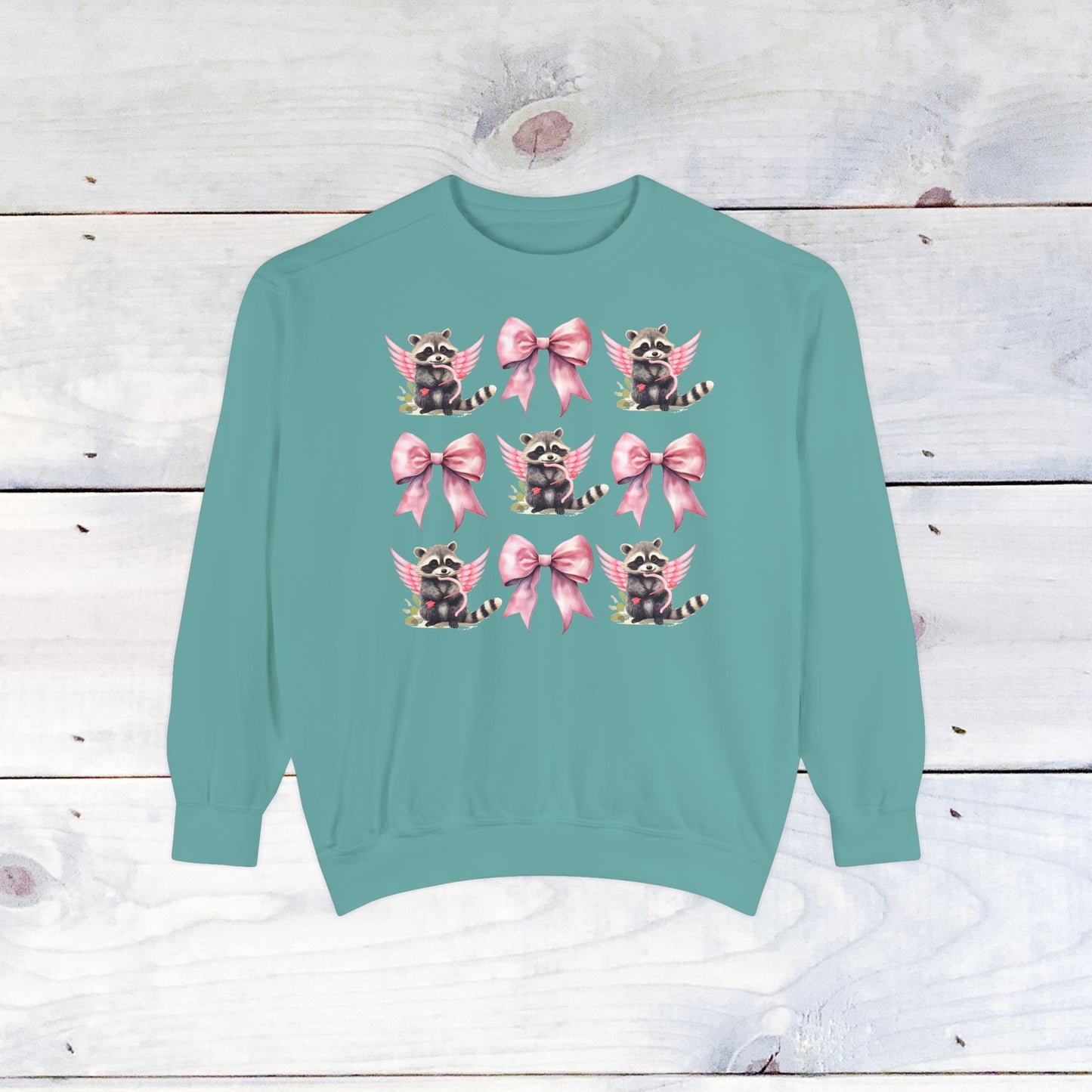 Raccoon Grid Valentine Adult Comfort Colors Sweatshirt
