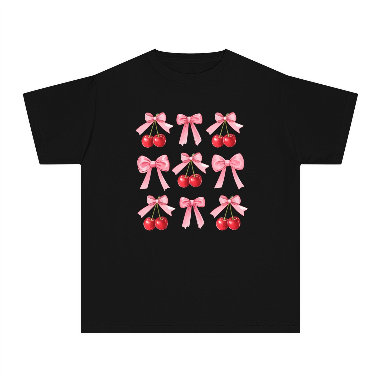 Cherry Bow Grid Comfort Colors Tee