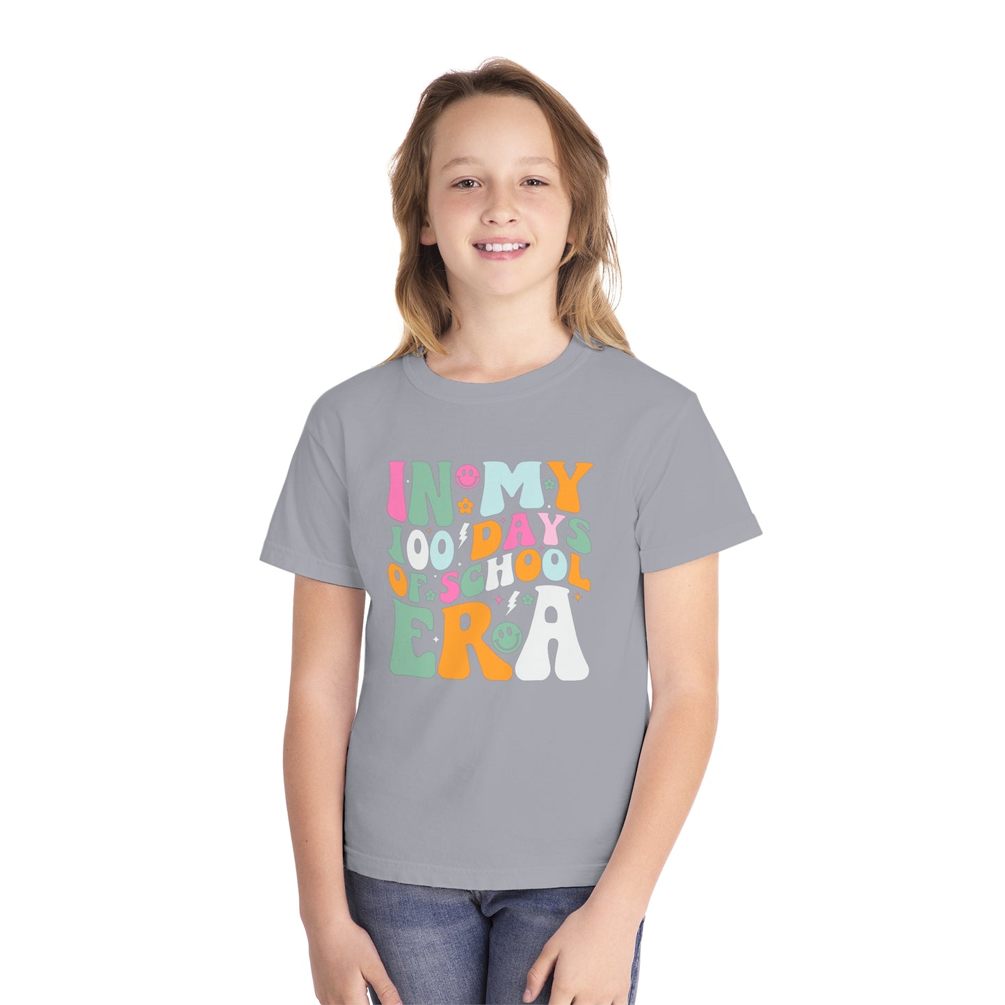 Youth 100 Groovy Days Era Comfort Colors Tee