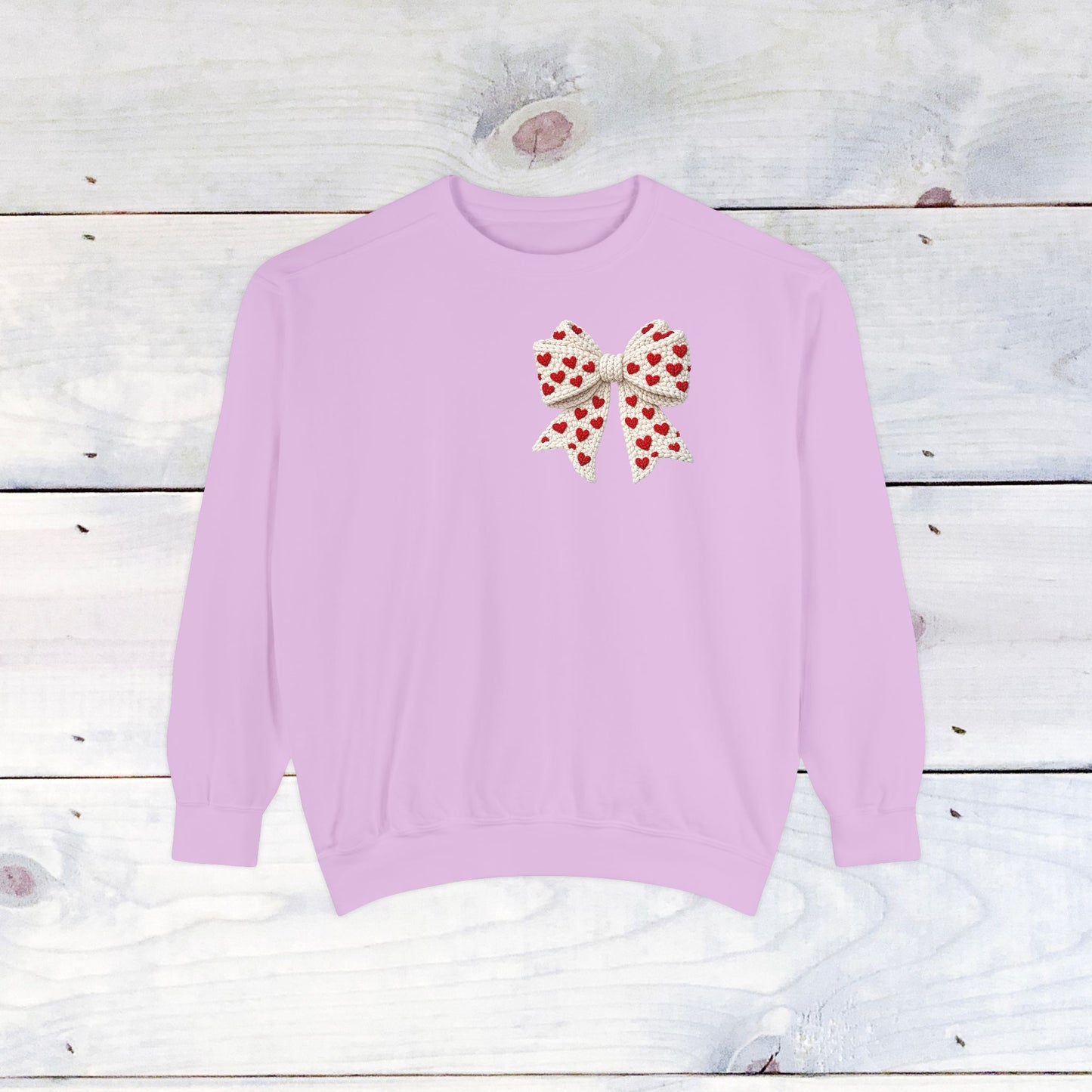 Gnome Love Yarn Bow Comfort Color Sweatshirt
