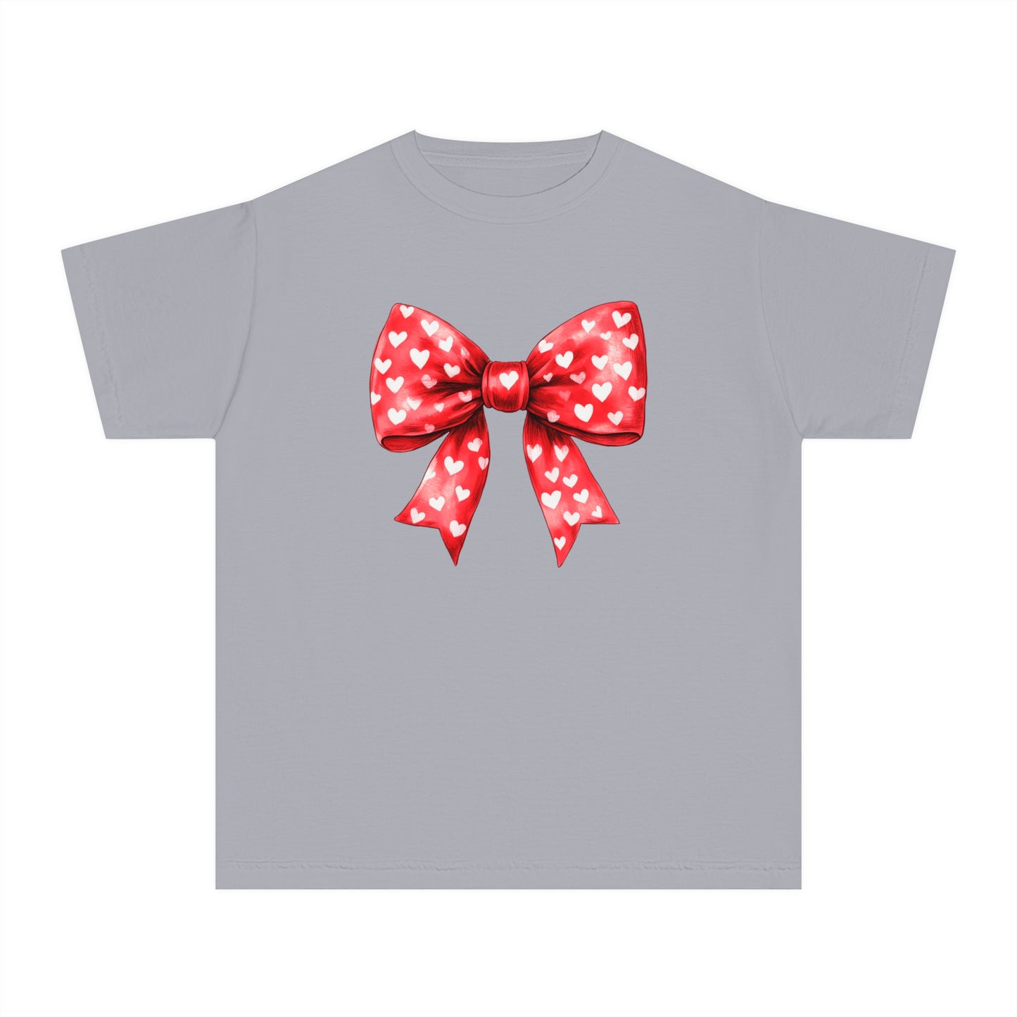 Heart Bow Youth Comfort Colors Tee