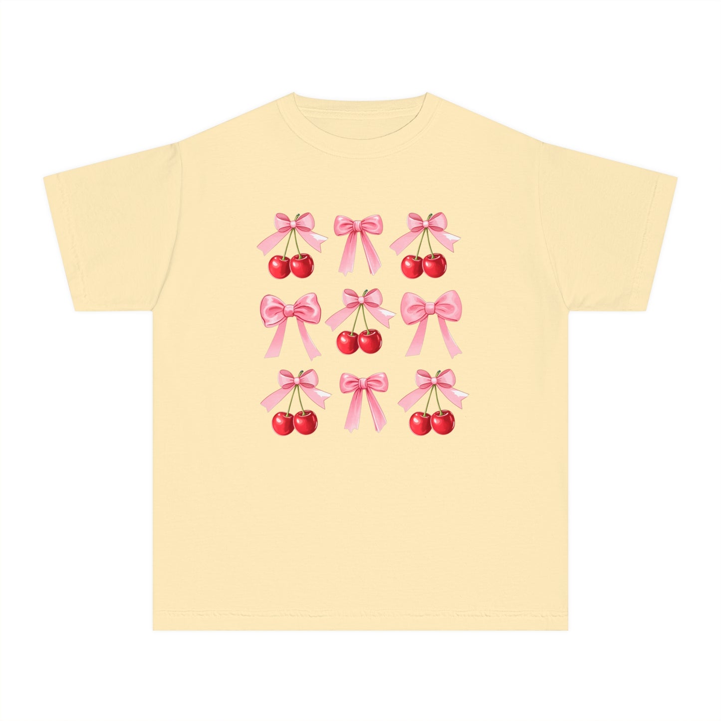 Cherry Bow Grid Comfort Colors Tee