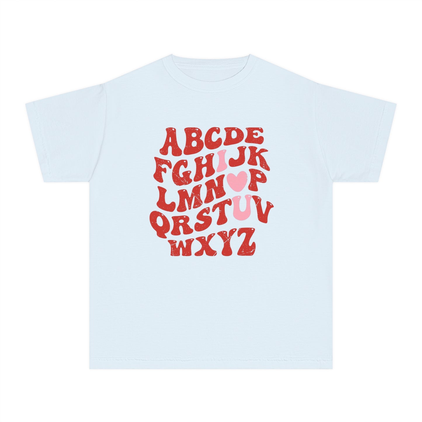 Red Alpha I Love You Youth Comfort Colors Tee