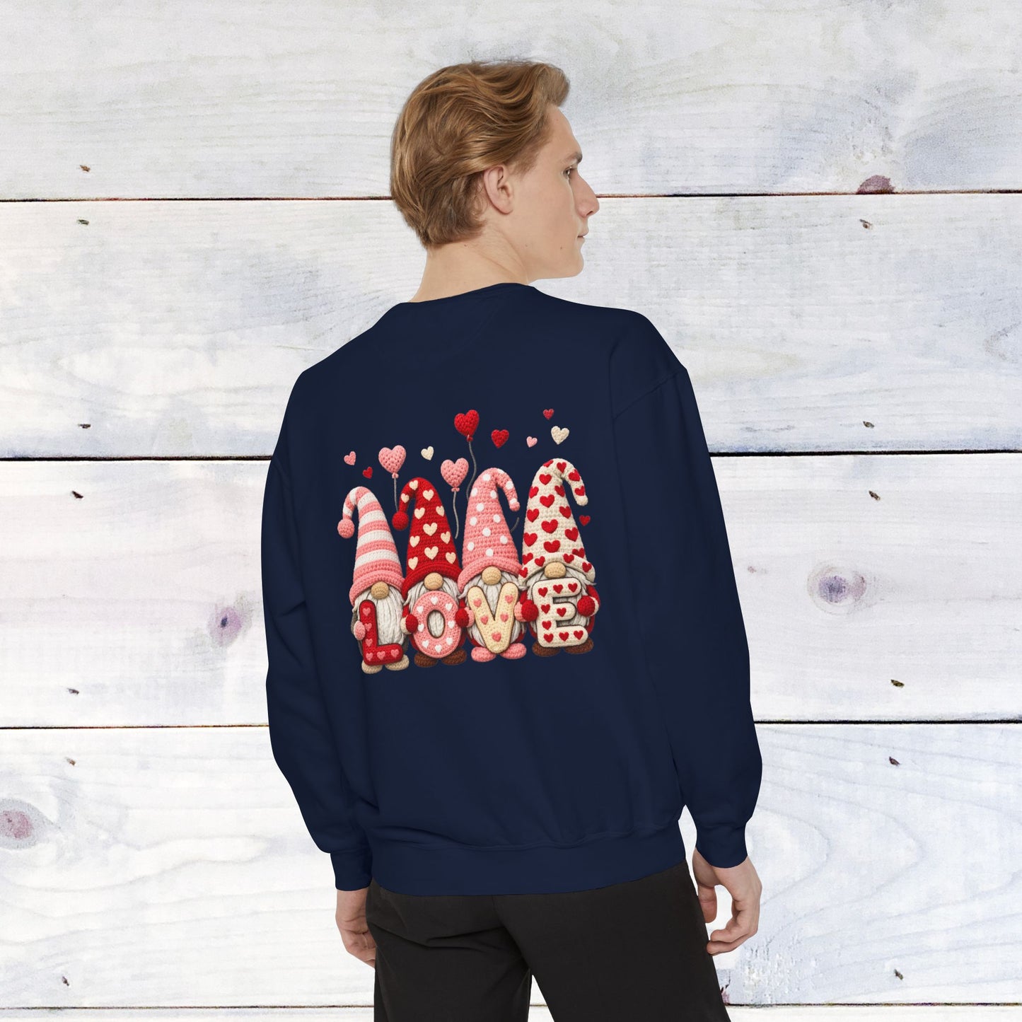 Gnome Love Yarn Bow Comfort Color Sweatshirt