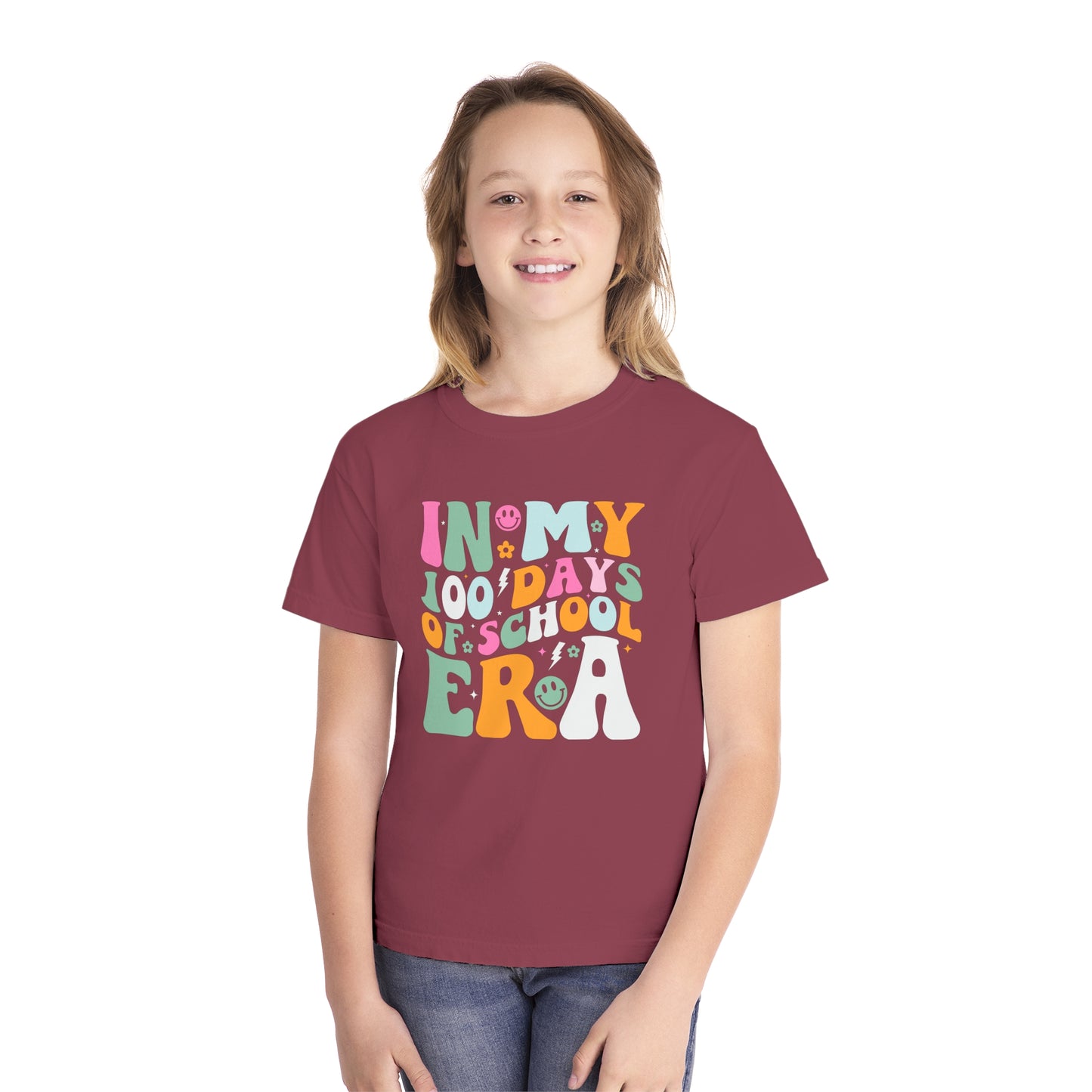 Youth 100 Groovy Days Era Comfort Colors Tee