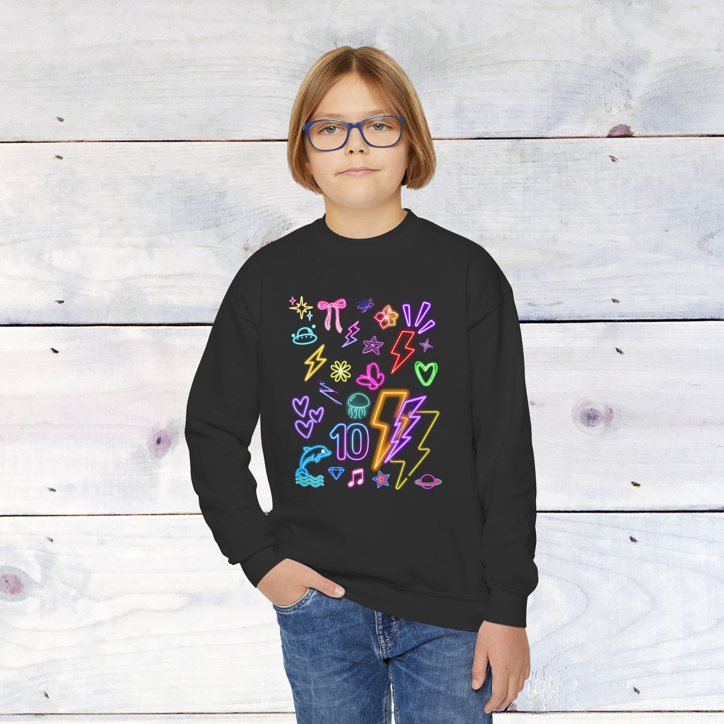 Neon Doodle 10th Birthday Crewneck