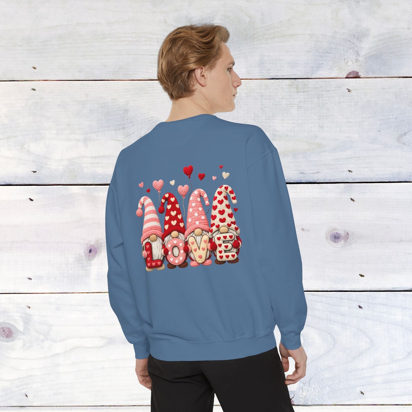 Gnome Love Yarn Bow Comfort Color Sweatshirt