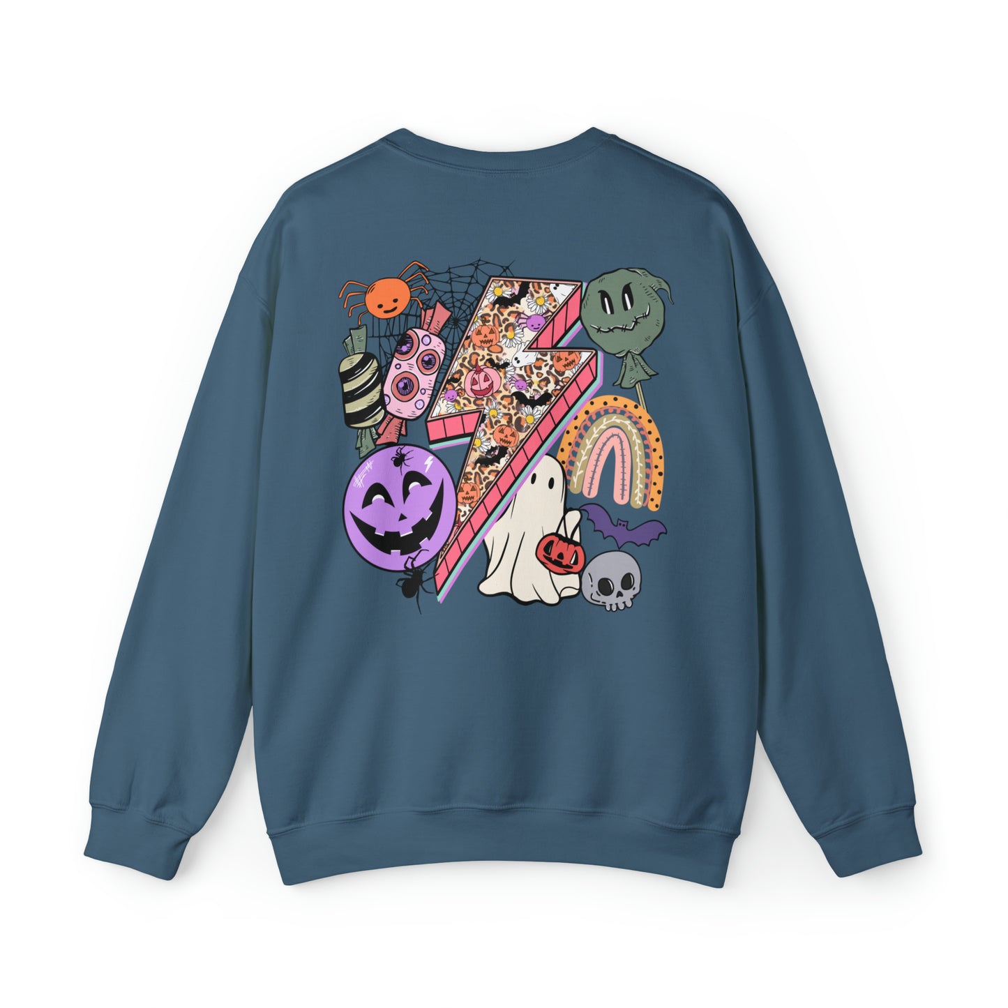 Halloween - Franken Smile Front, Halloween Bolt Back - Sweater / Pullover