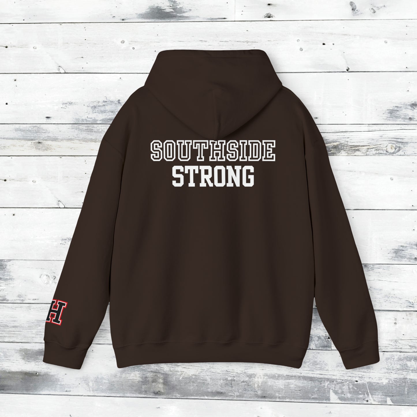 Heath Hawks WTD front Southside Strong back - H Cuff  - Hoodie