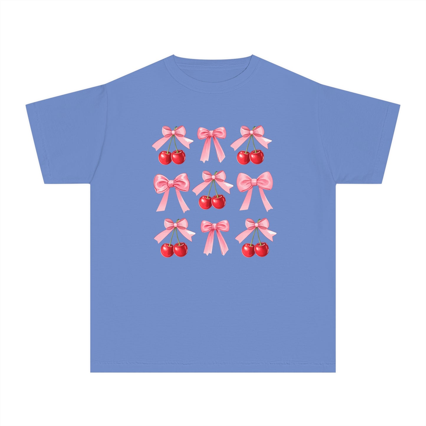Cherry Bow Grid Comfort Colors Tee
