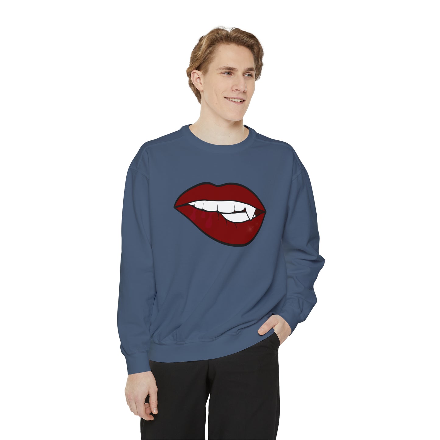 Biting Lip Vampire Fang Comfort Colors Sweater