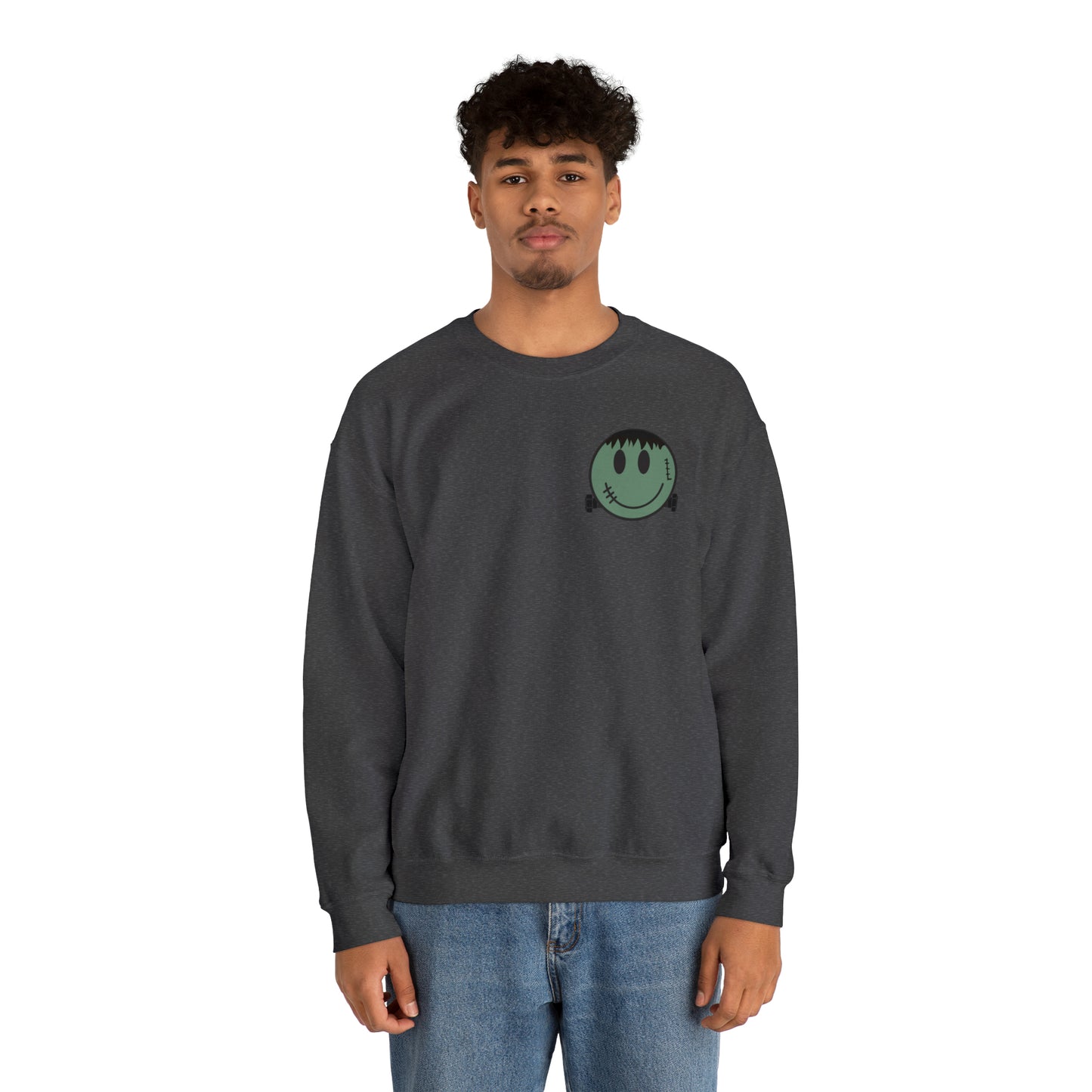 Halloween - Franken Smile Front, Halloween Bolt Back - Sweater / Pullover
