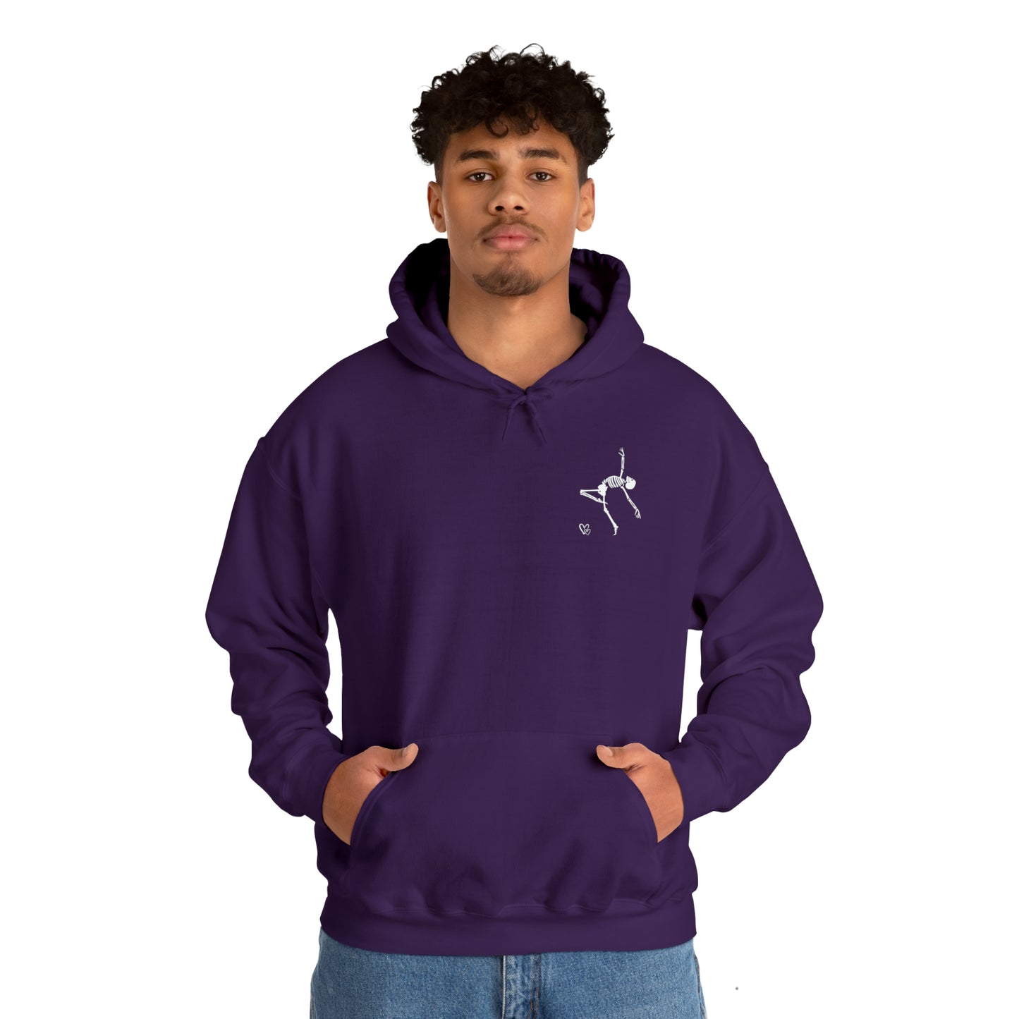 Dancing Skeleton Hoodie- Dancing Skeleton Front- Multi -Dancing Skeleton Back, Mutliple Color Options, Unisex Heavy Blend™ Hooded Sweatshirt