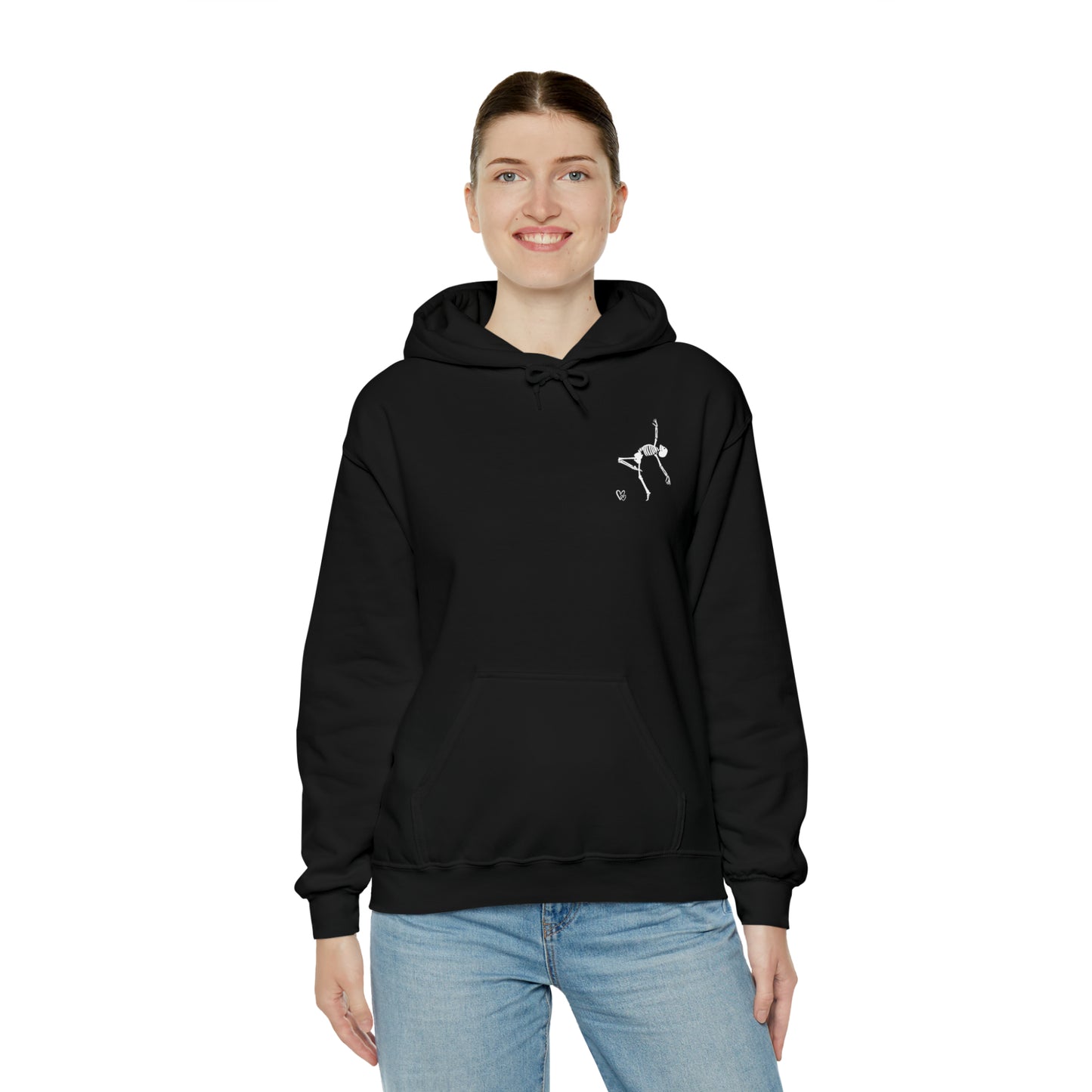 Dancing Skeleton Hoodie- Dancing Skeleton Front- Multi -Dancing Skeleton Back, Mutliple Color Options, Unisex Heavy Blend™ Hooded Sweatshirt