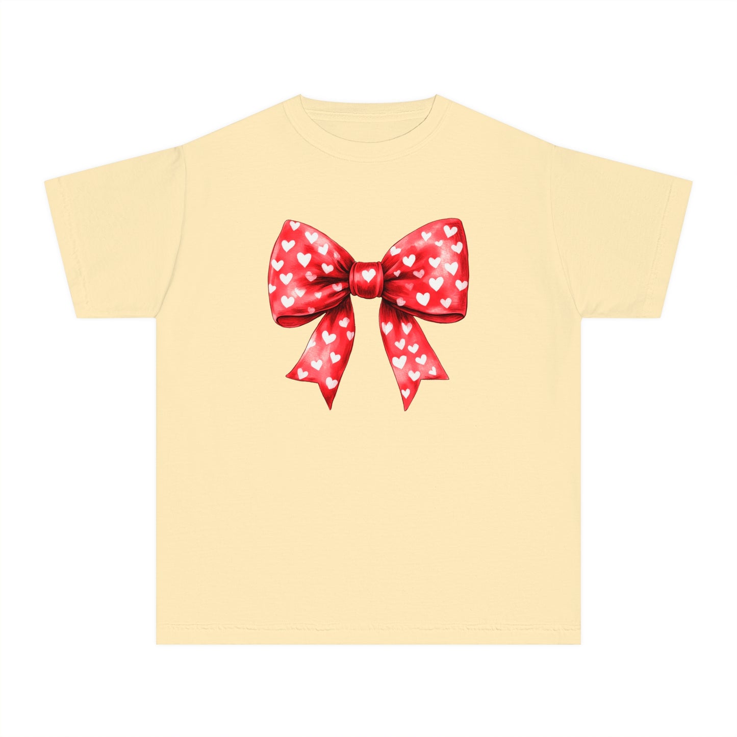 Heart Bow Youth Comfort Colors Tee