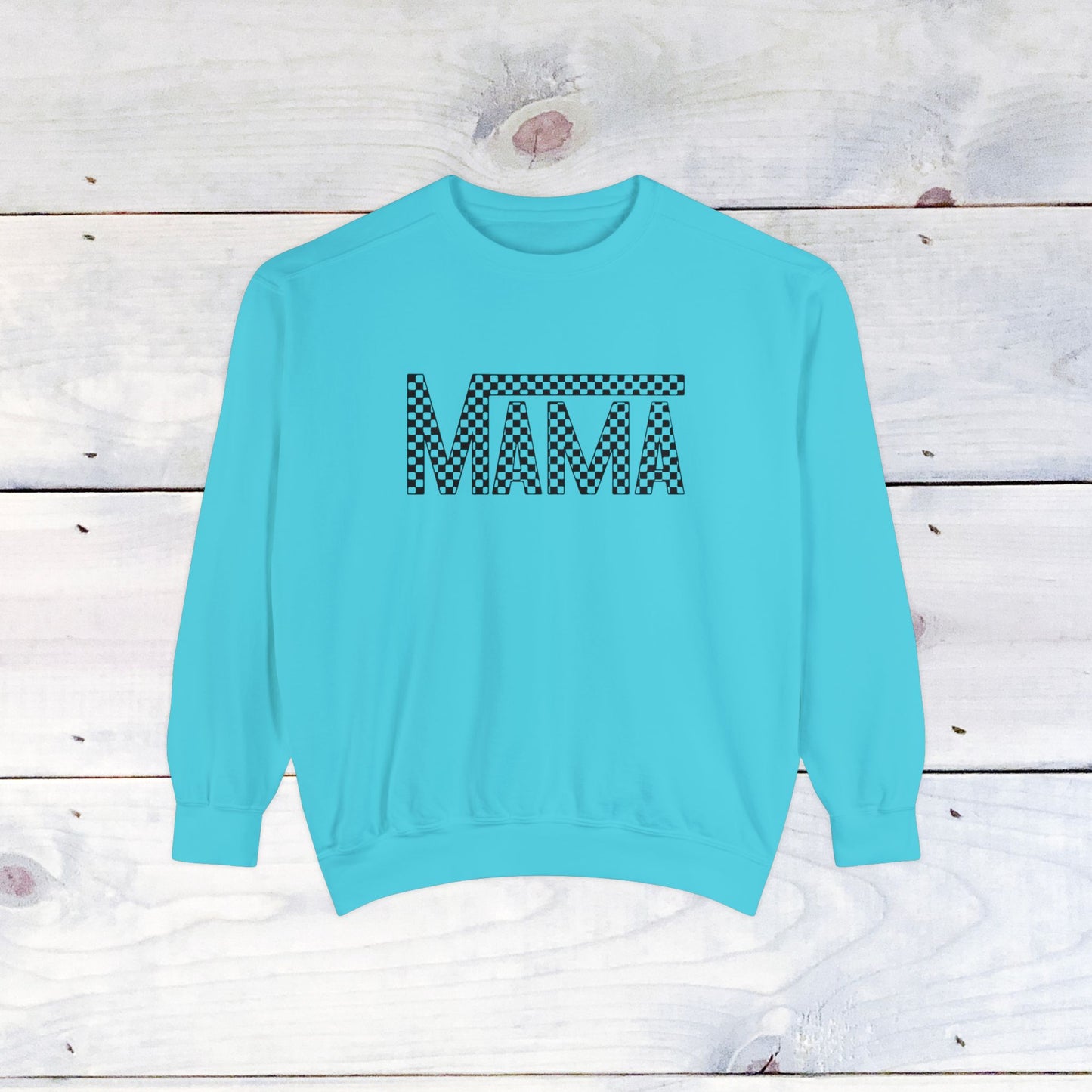 Mama Checkered Black Comfort Colors Sweater
