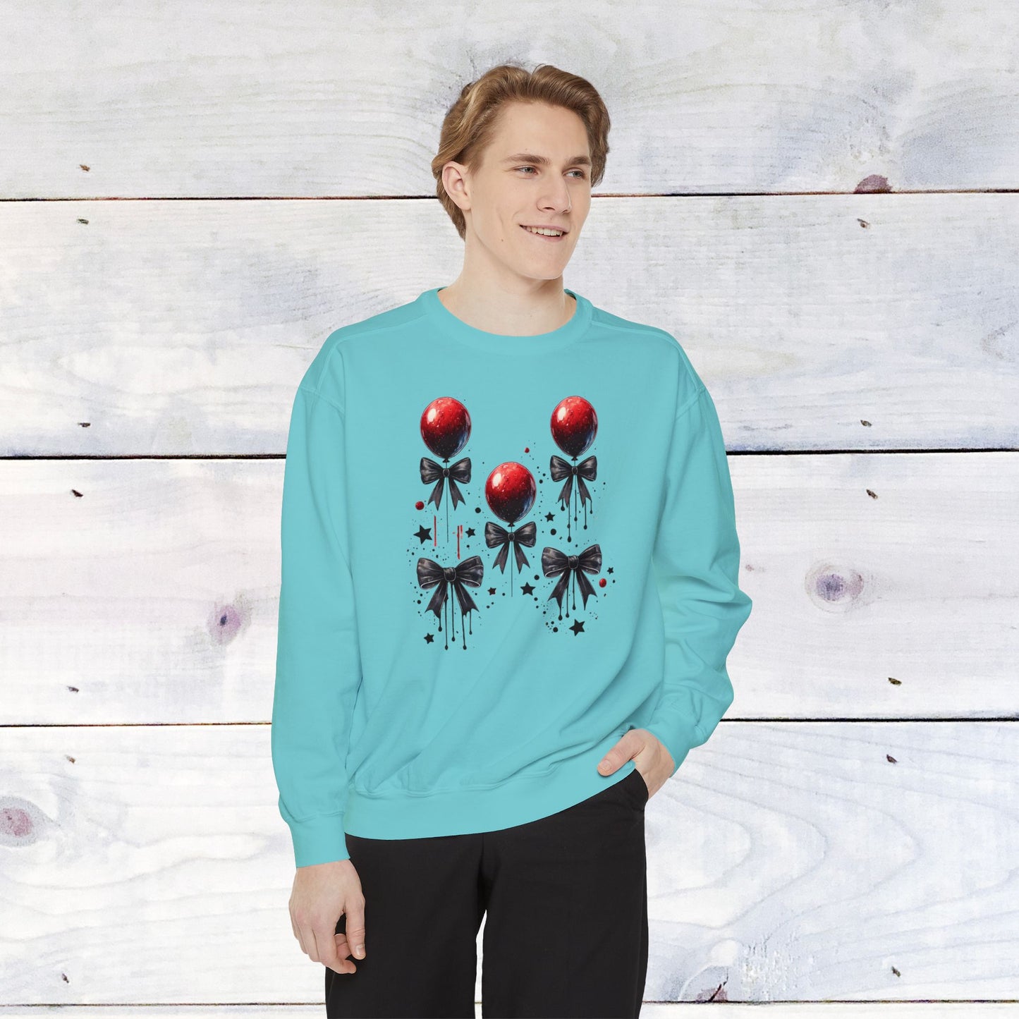 "IT" Red Balloon and Bow Comfort Colors Sweater