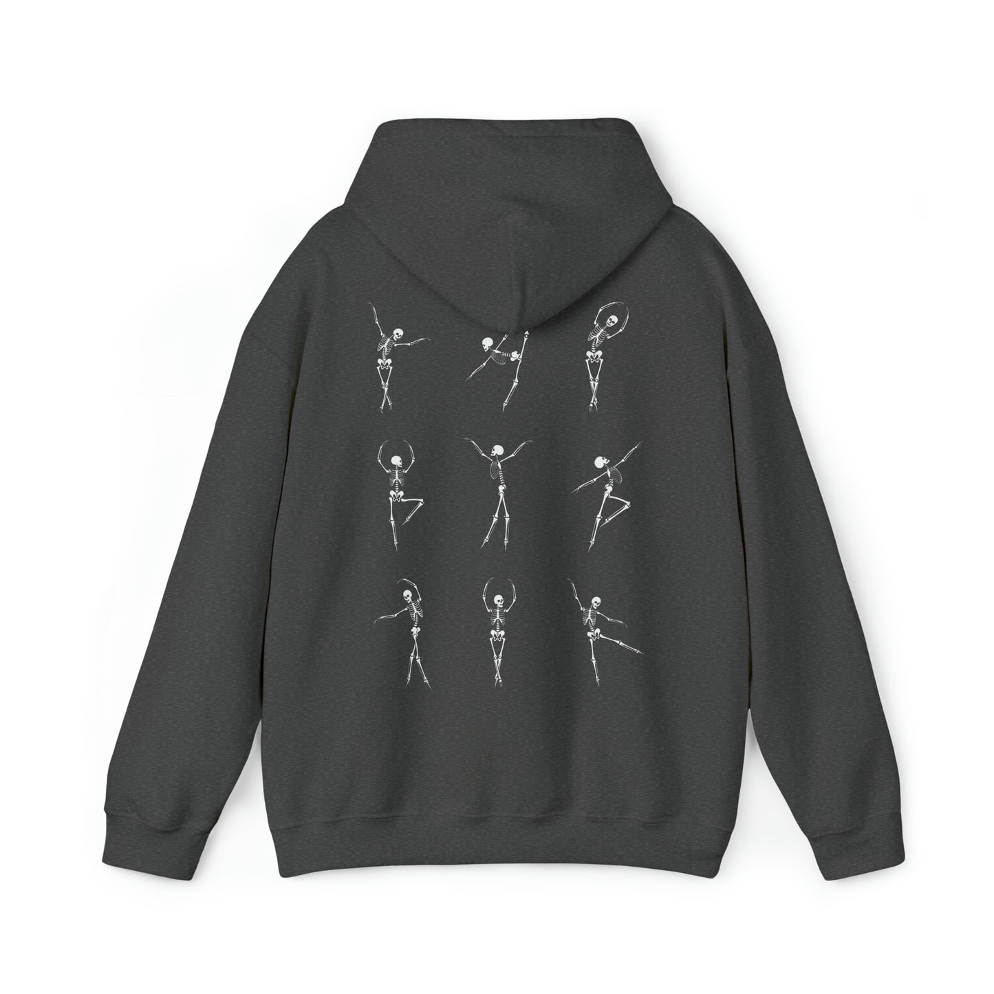 Dancing Skeleton Hoodie- Dancing Skeleton Front- Multi -Dancing Skeleton Back, Mutliple Color Options, Unisex Heavy Blend™ Hooded Sweatshirt