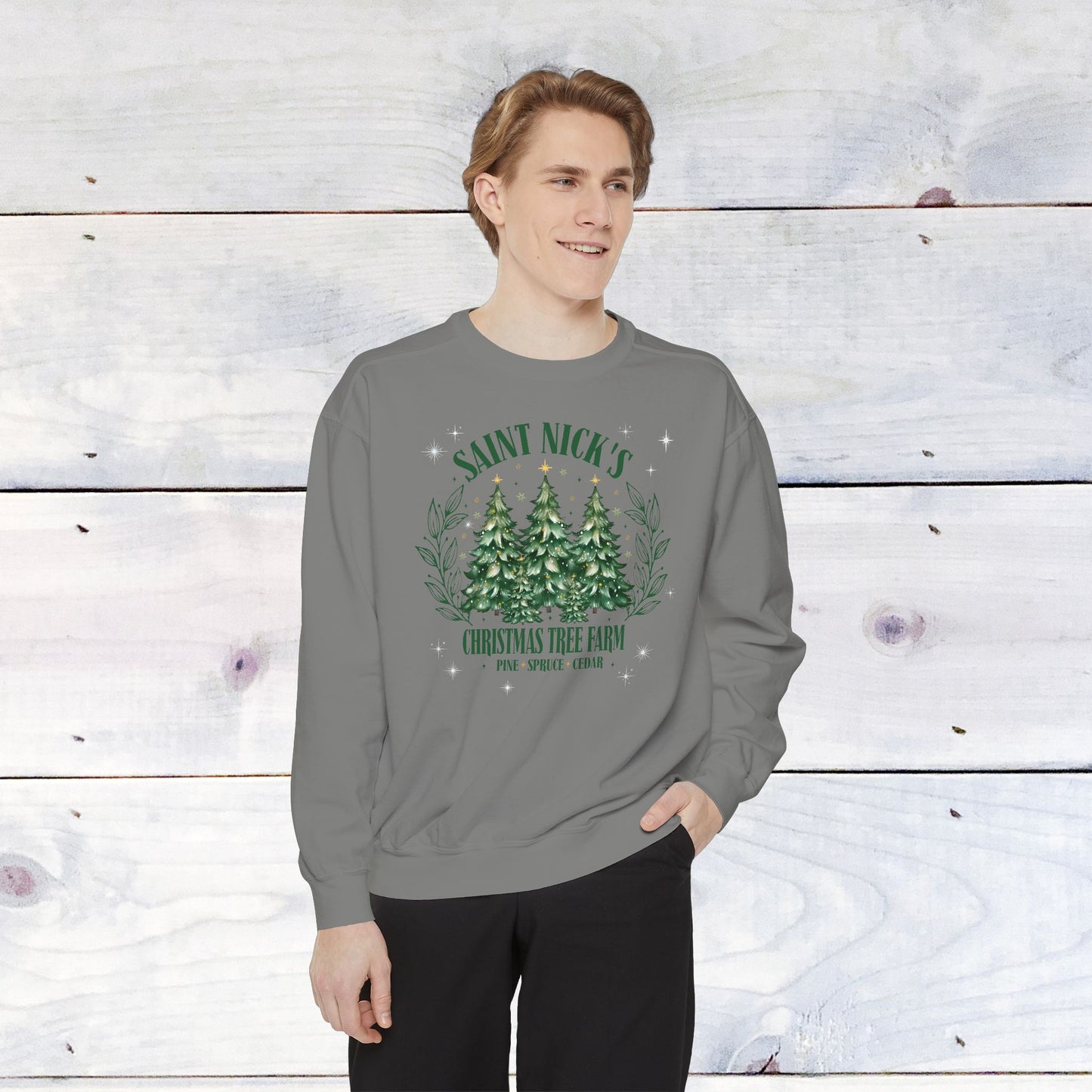 Saint Nick's Tree Farm Comfort Colors Holiday Sweater