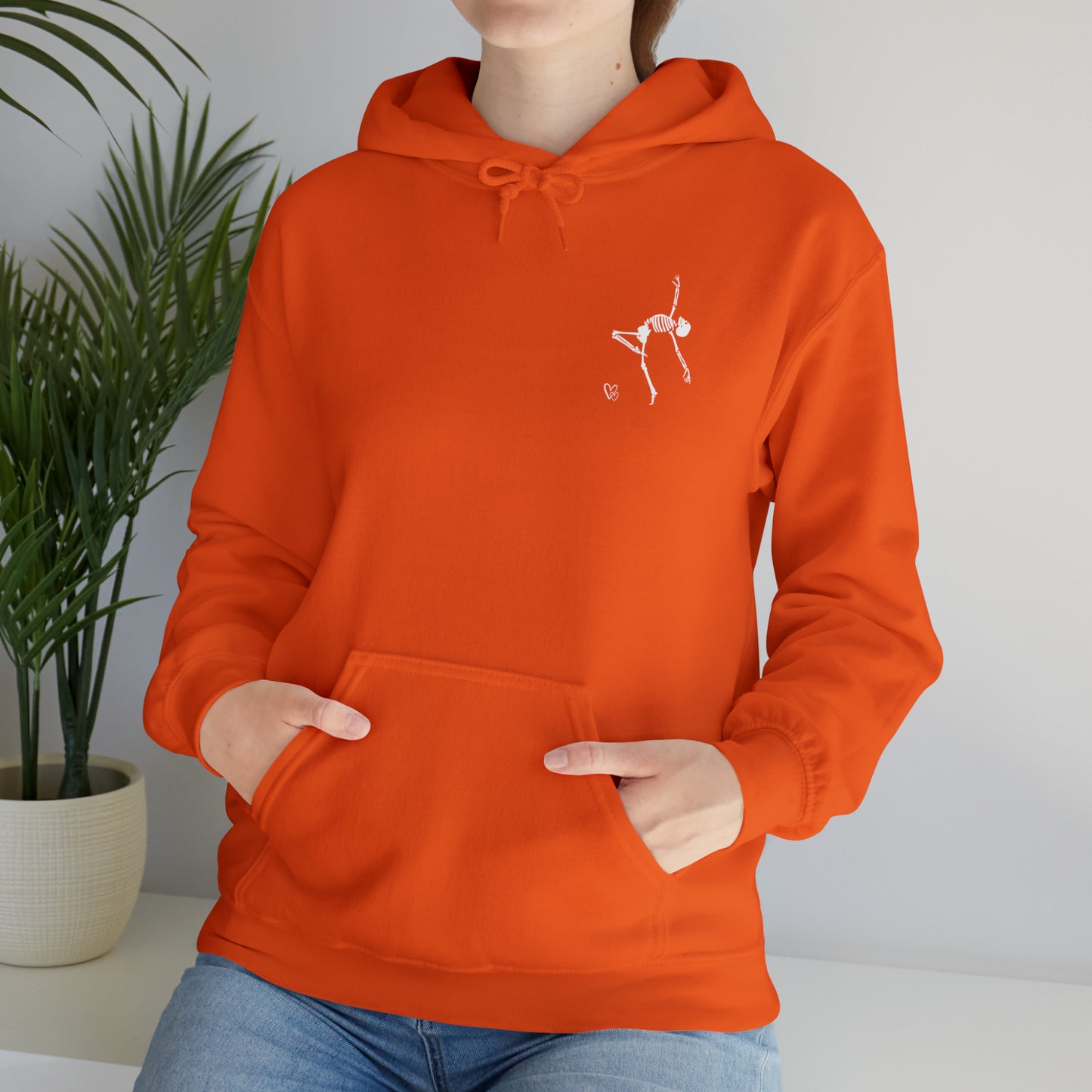 Dancing Skeleton Hoodie- Dancing Skeleton Front- Multi -Dancing Skeleton Back, Mutliple Color Options, Unisex Heavy Blend™ Hooded Sweatshirt