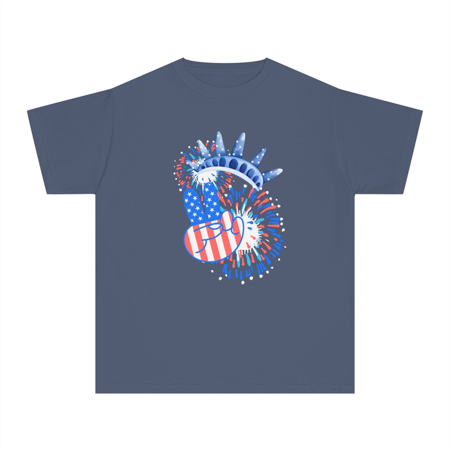 Peace, Crown, & Fireworks Comfort Colors Youth Tee