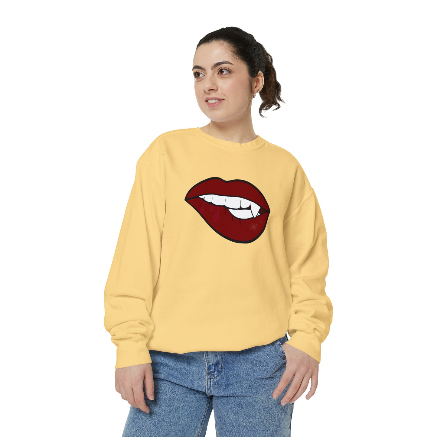 Biting Lip Vampire Fang Comfort Colors Sweater