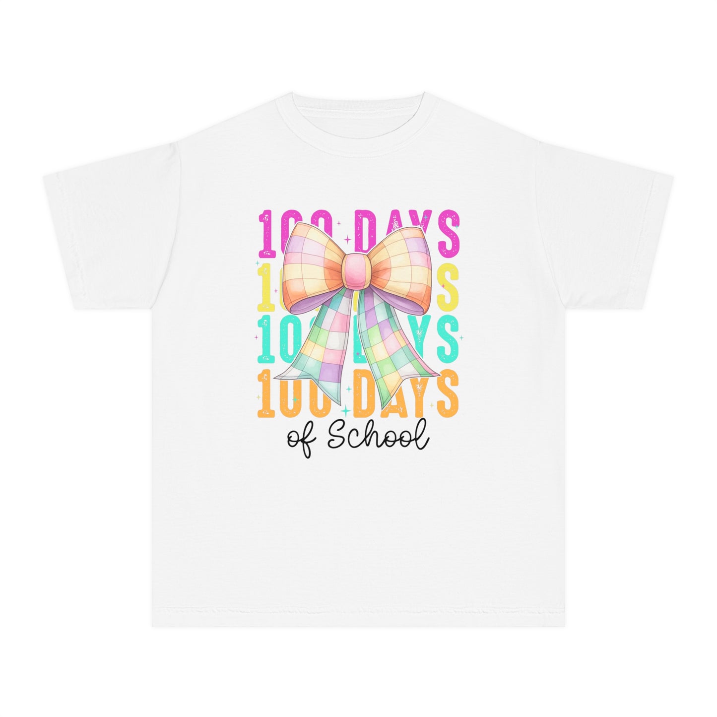 Youth 100 Days Disco Bow Comfort Colors Tee