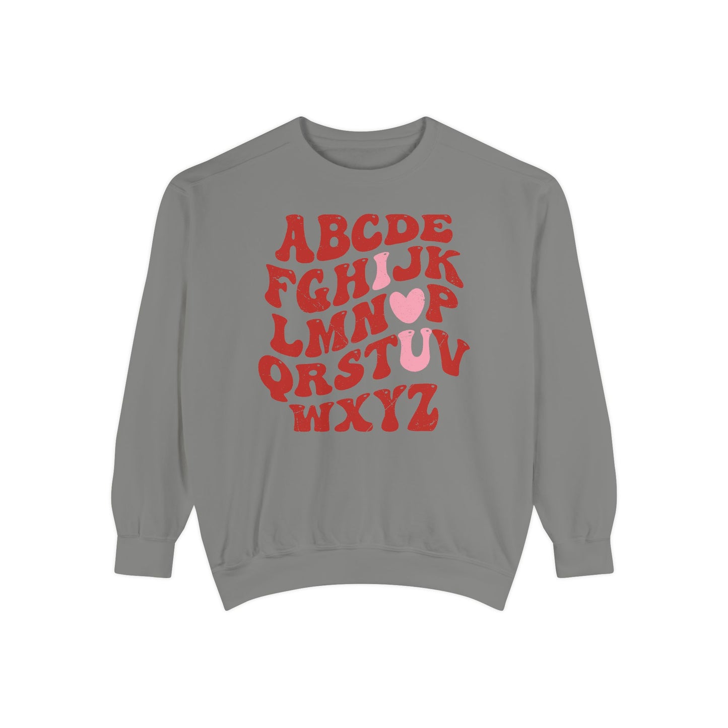 Red Alphabet I love you Adult Comfort Colors Sweatshirt