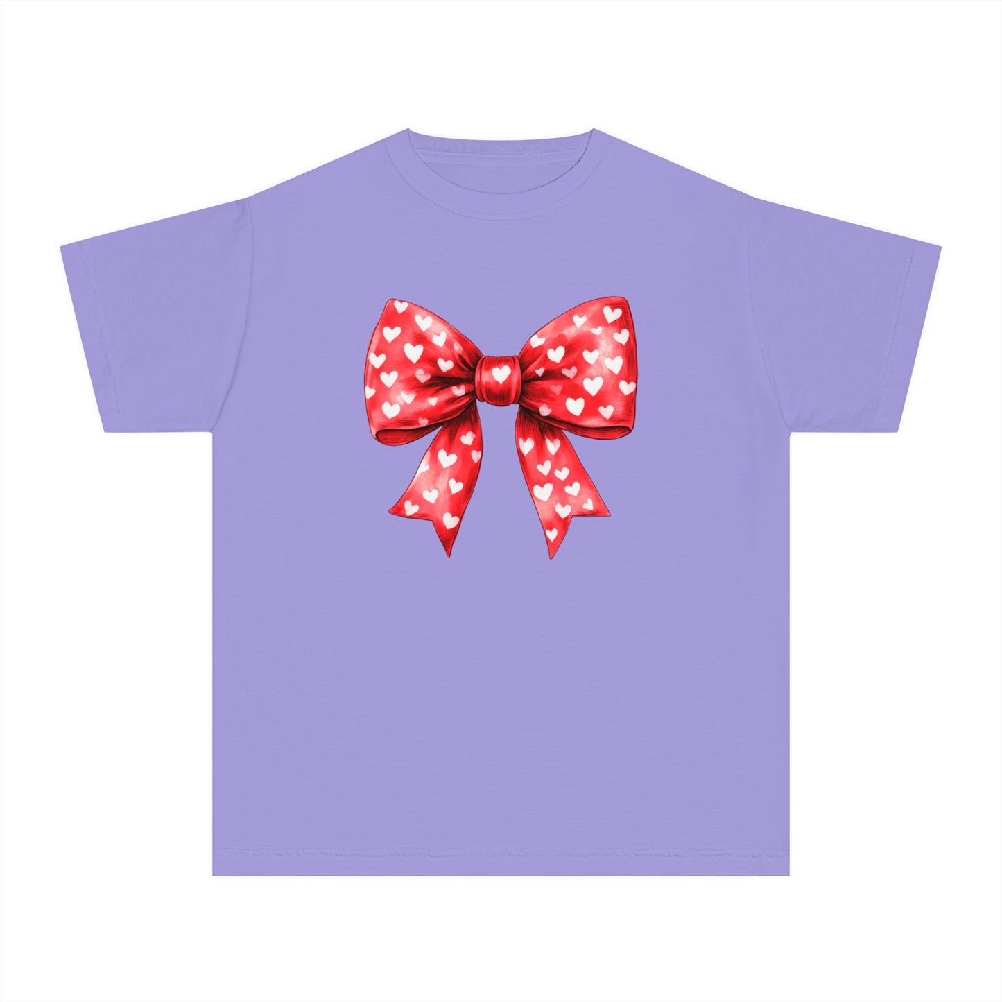 Heart Bow Youth Comfort Colors Tee