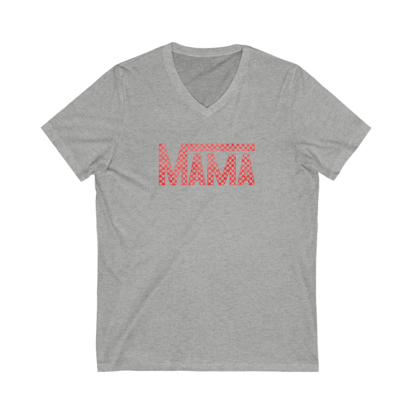 Red Mama Checkered V Neck