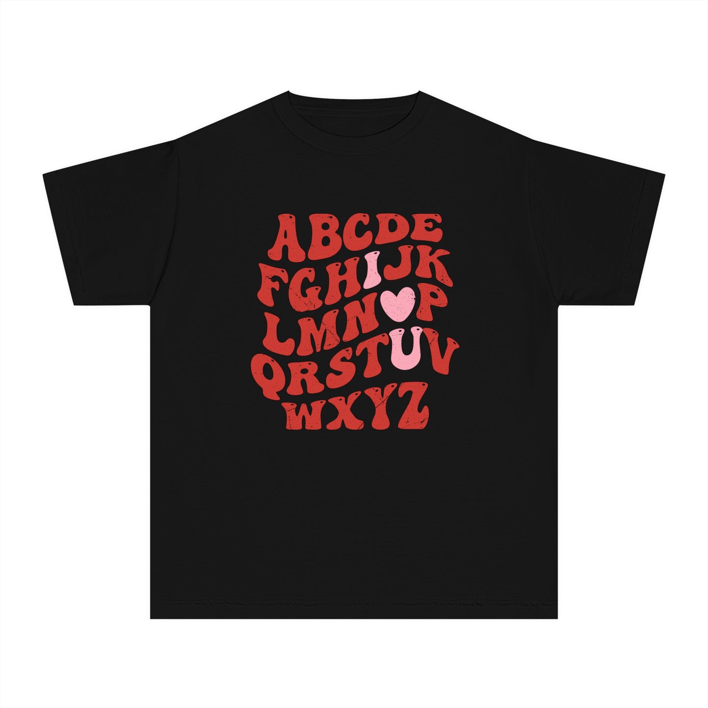 Red Alpha I Love You Youth Comfort Colors Tee