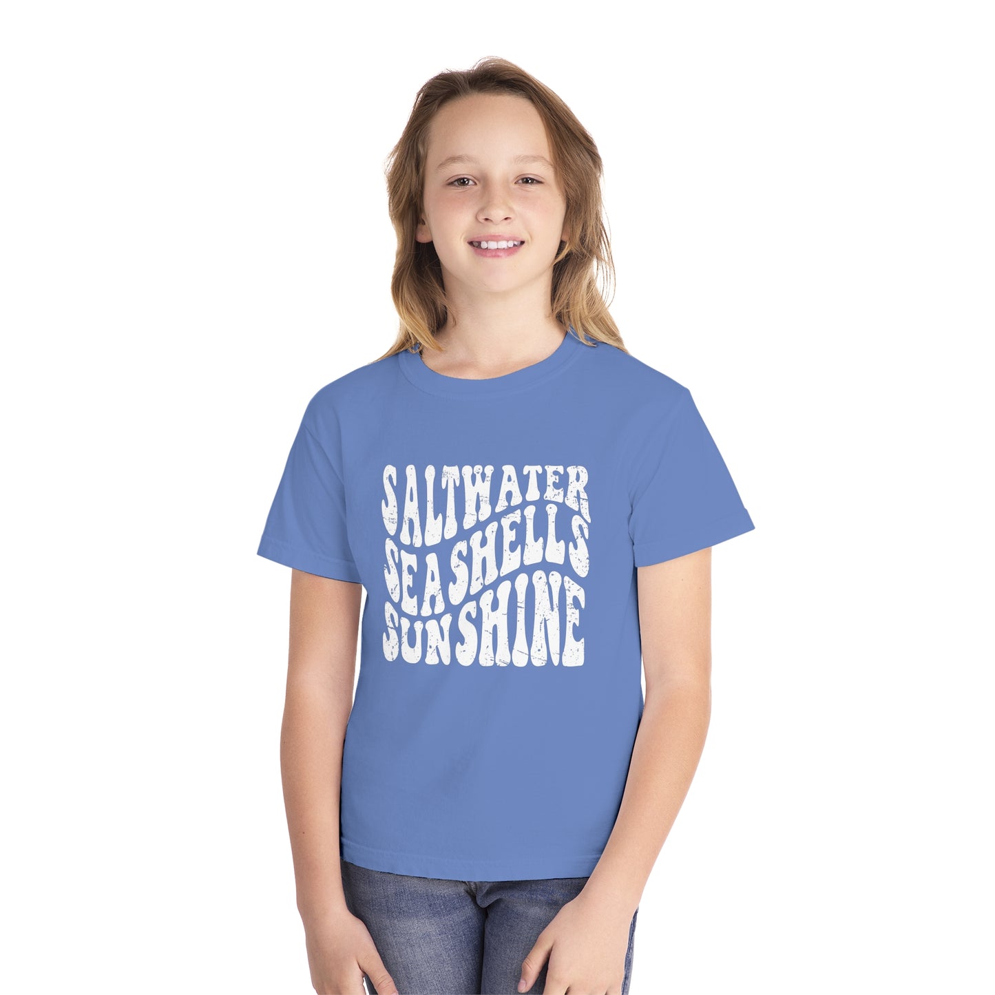Youth Saltwater, Seashells, Sunshine Comfort Colors Youth Tee
