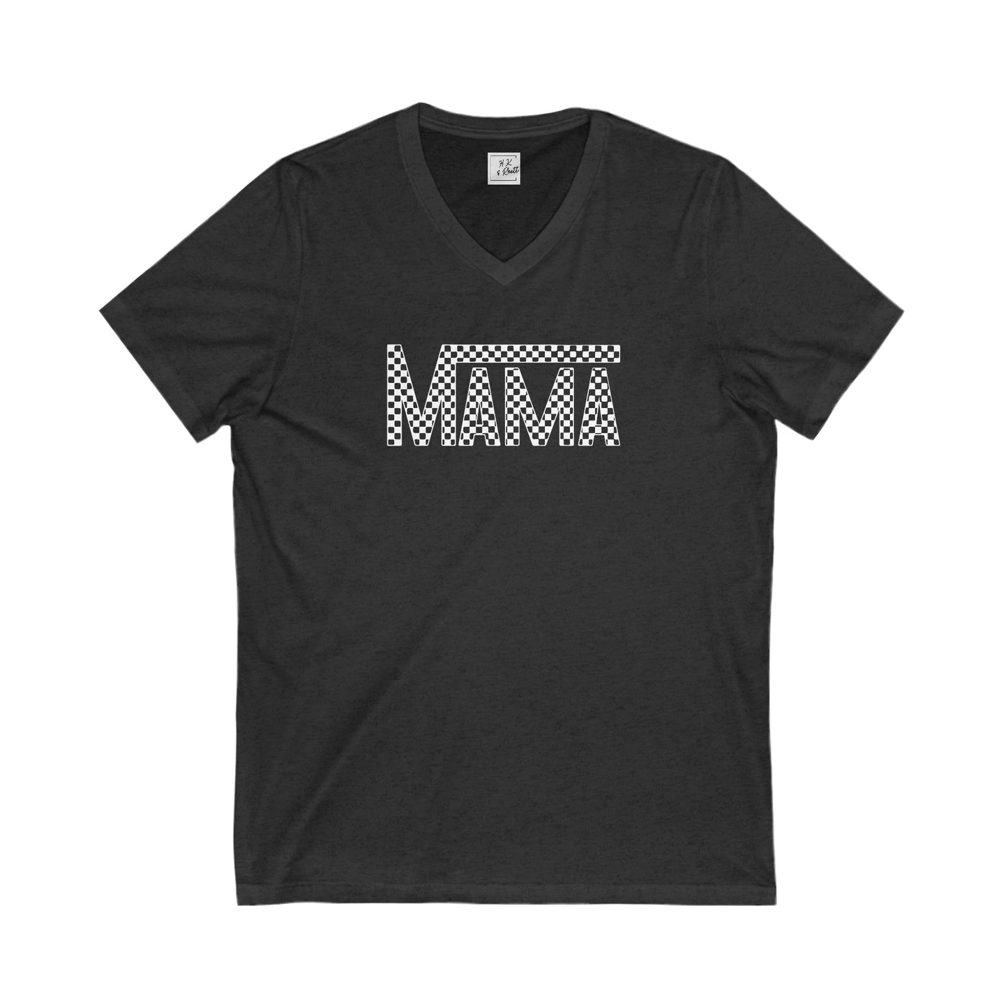 White Mama Checkered V Neck