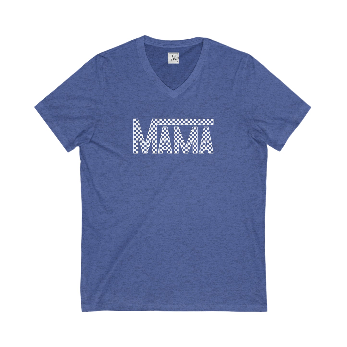 White Mama Checkered V Neck