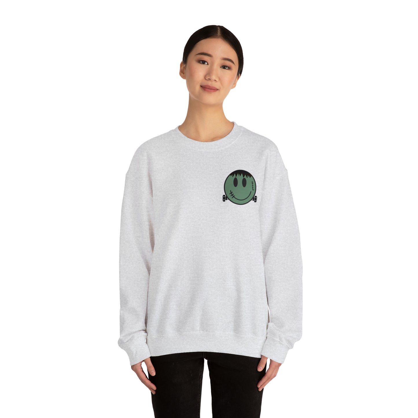 Halloween - Franken Smile Front, Halloween Bolt Back - Sweater / Pullover