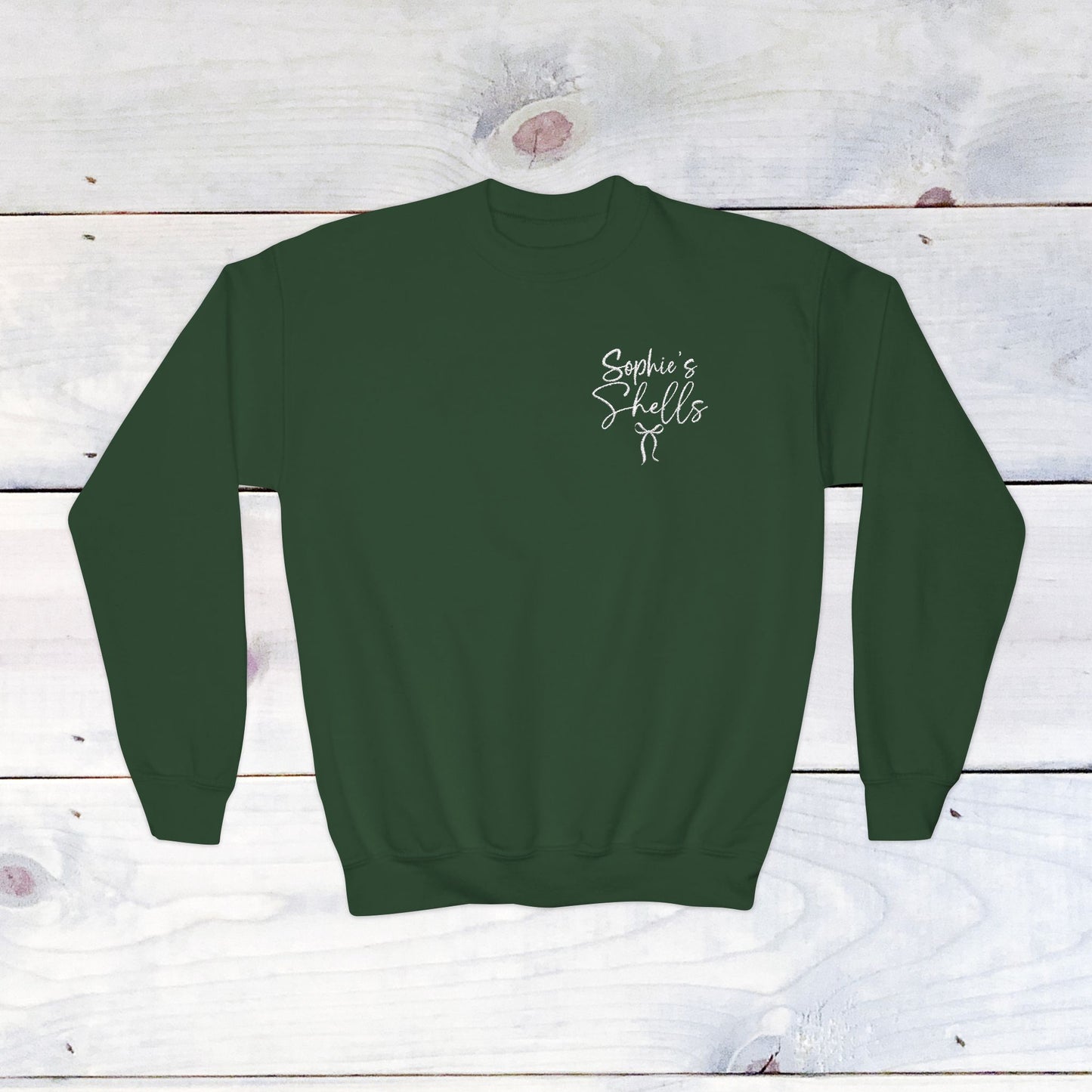 Custom Sophie's Shells Youth Crewneck Sweatshirt - Embrodiery