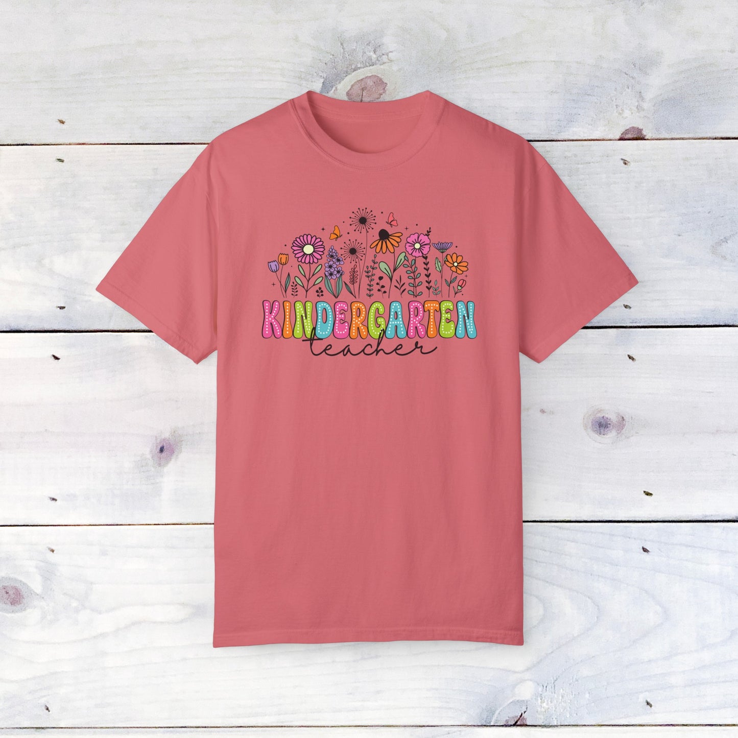 Kinder Flower Teacher Shirt - Comfort Colors