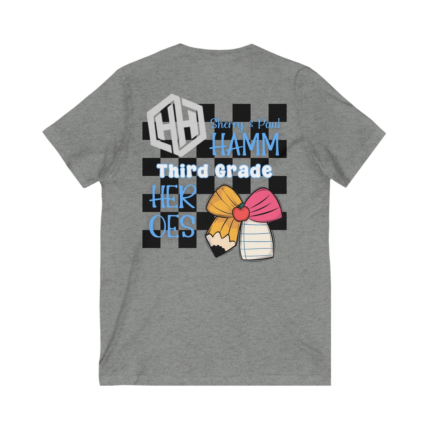 Personalized Third Grade Teacher V-Neck Tee