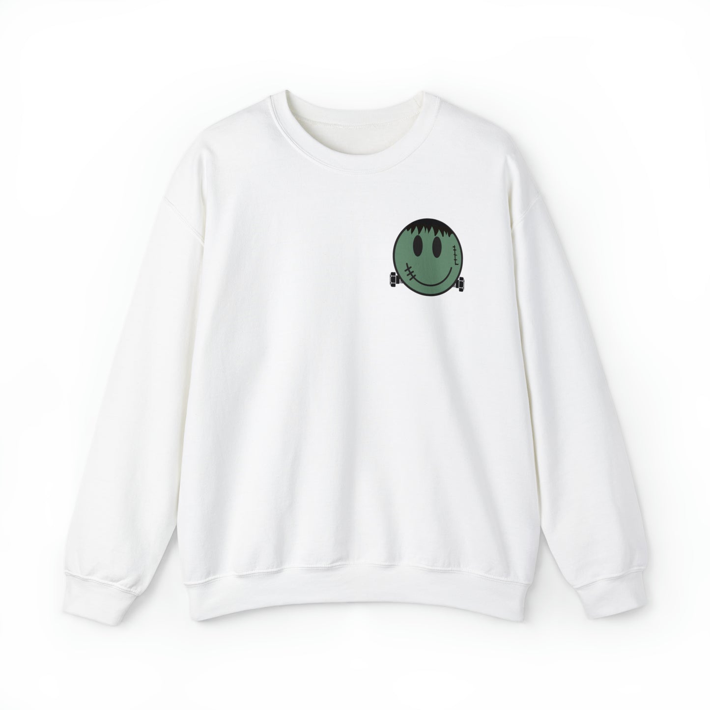 Halloween - Franken Smile Front, Halloween Bolt Back - Sweater / Pullover