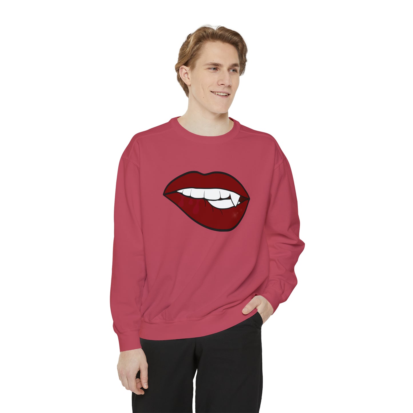 Biting Lip Vampire Fang Comfort Colors Sweater