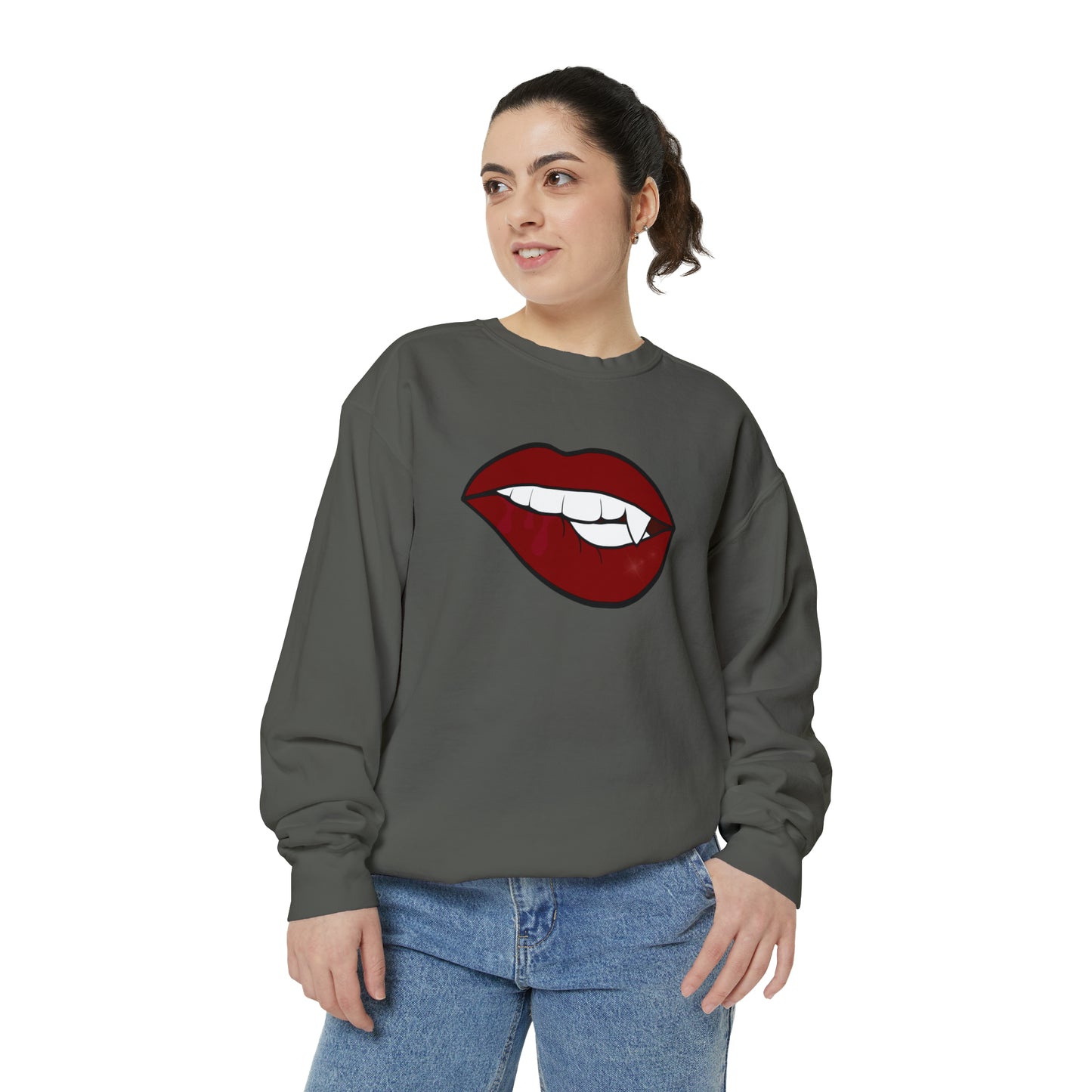 Biting Lip Vampire Fang Comfort Colors Sweater