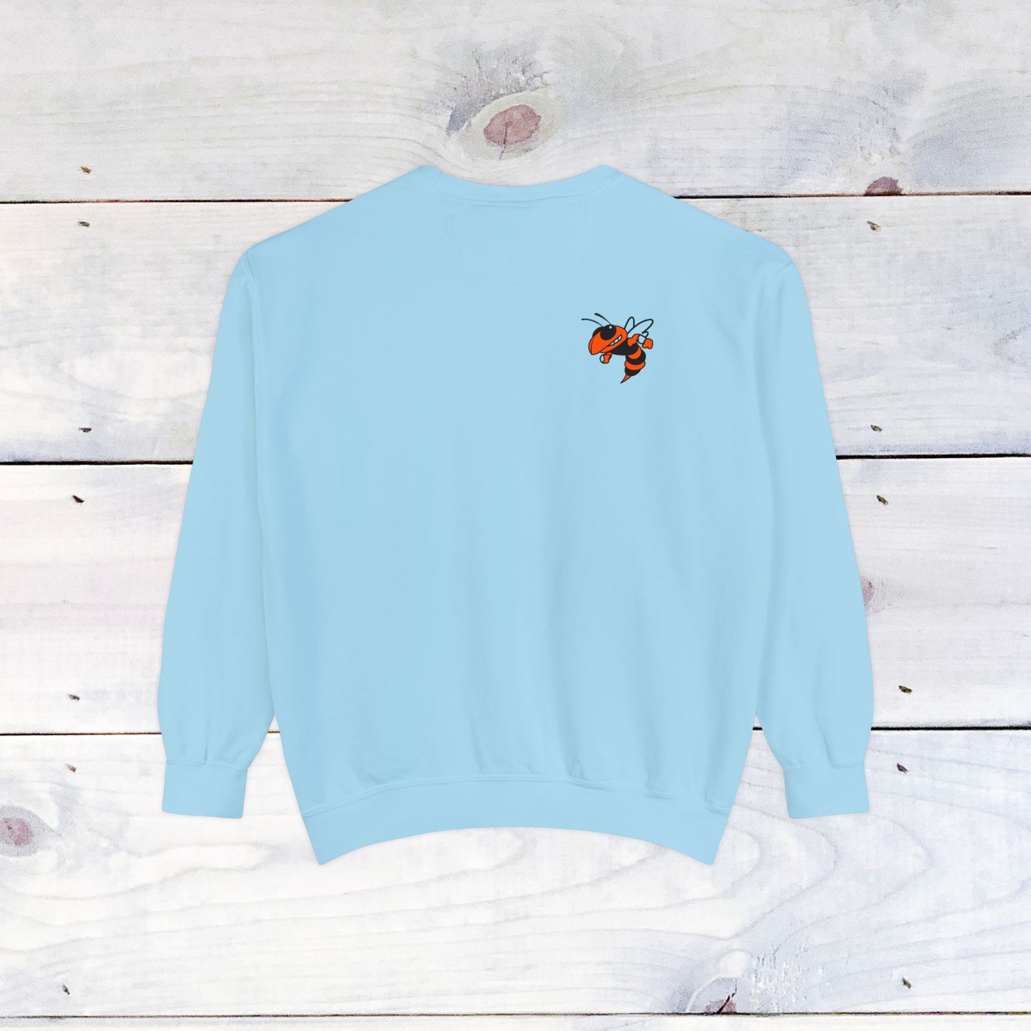 Old School R front, Small Fighting Stinger on back Comfort Colors Sweater