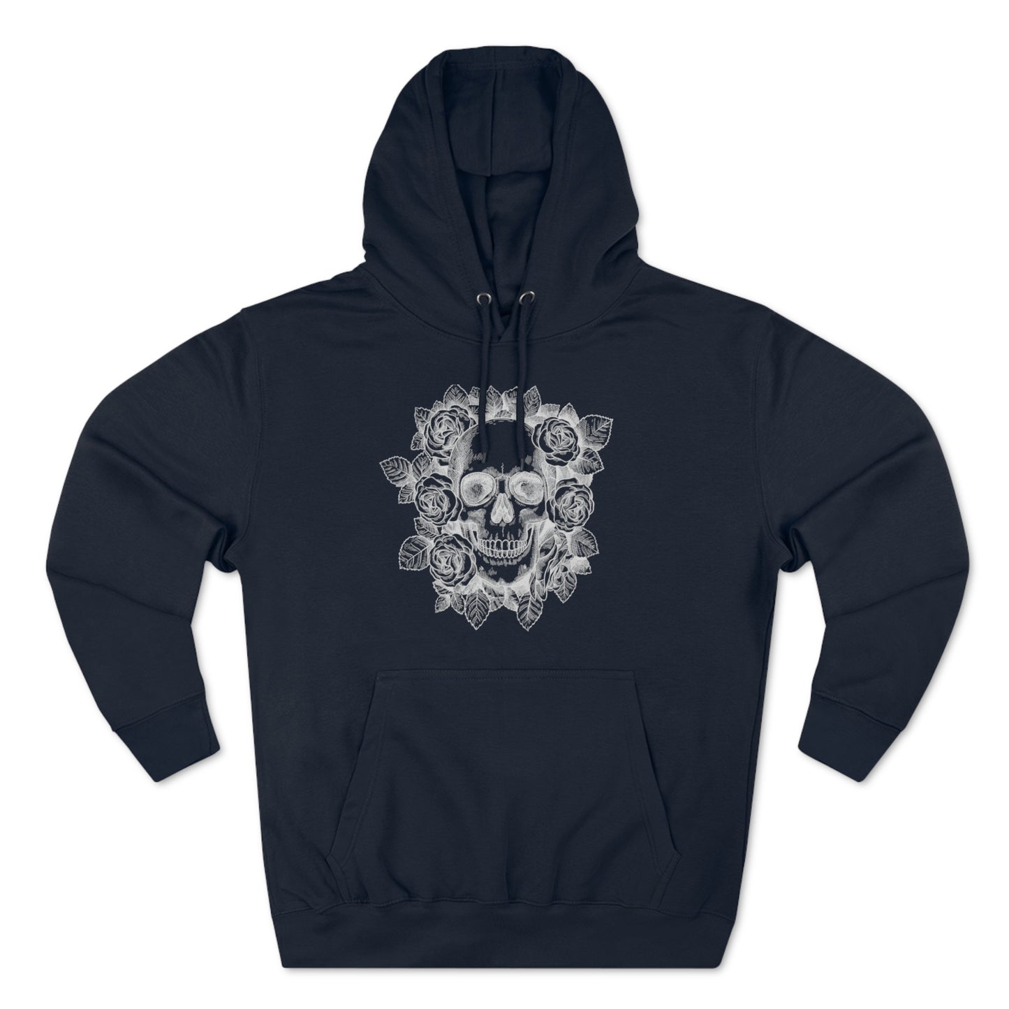 Skull with Rose Background - Unisex Premium Pullover Hoodie
