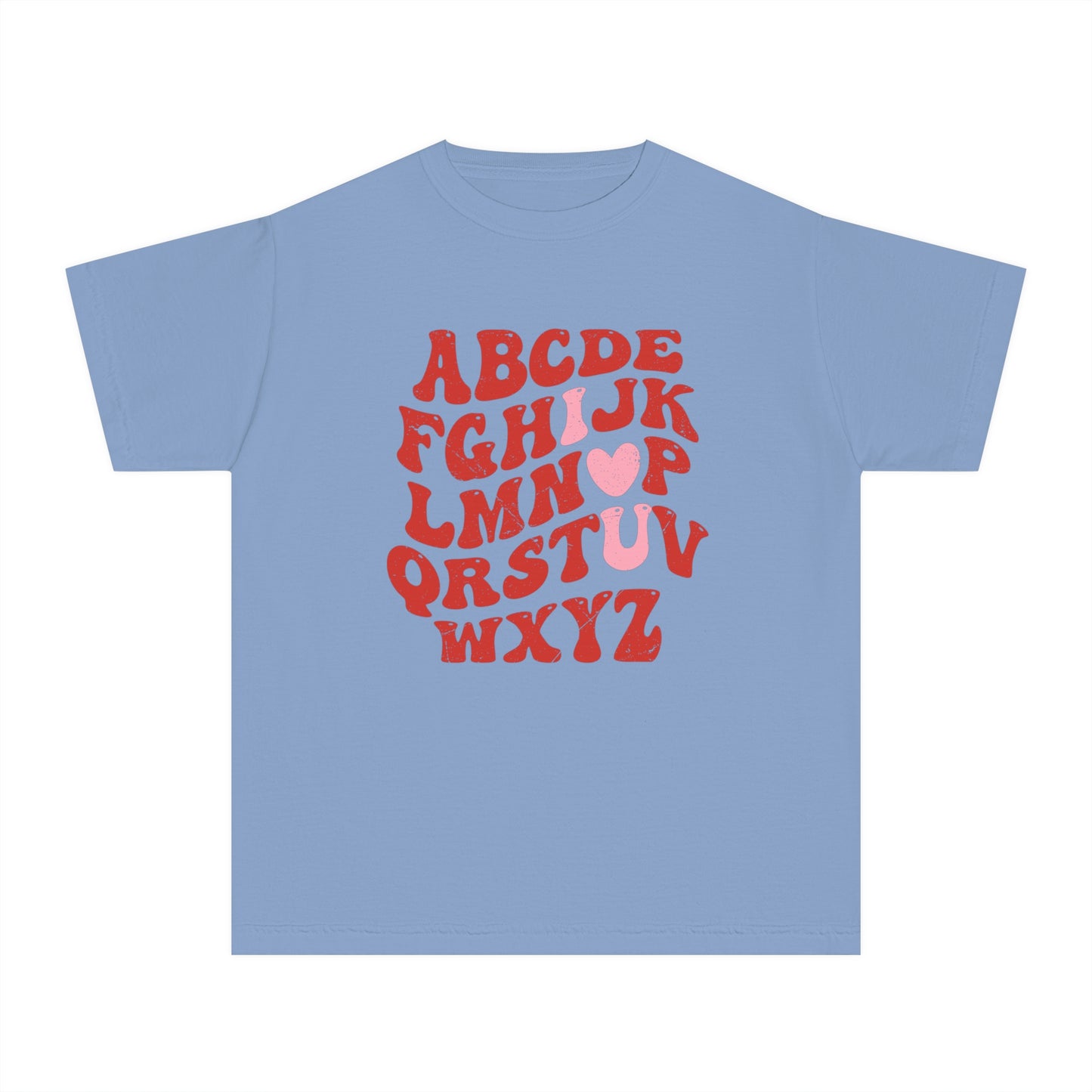 Red Alpha I Love You Youth Comfort Colors Tee