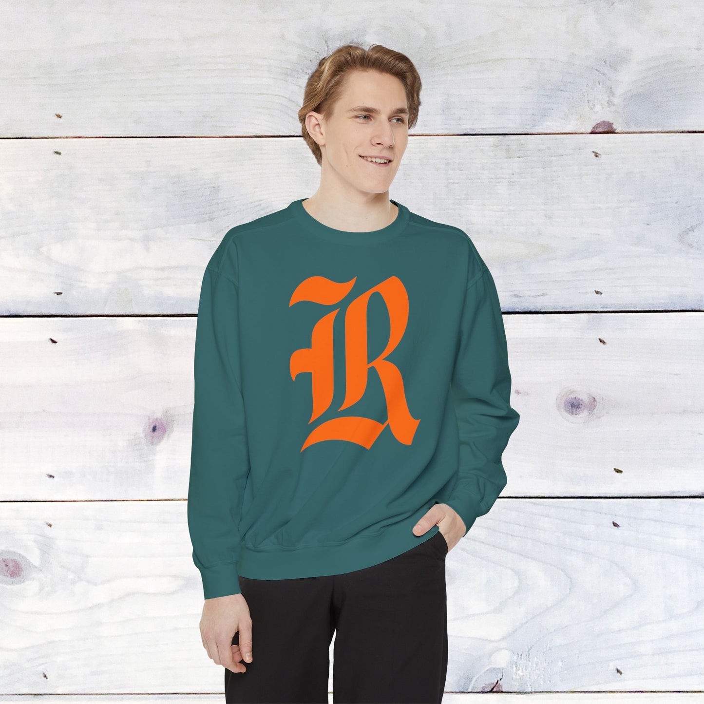 Old School R front, Small Fighting Stinger on back Comfort Colors Sweater