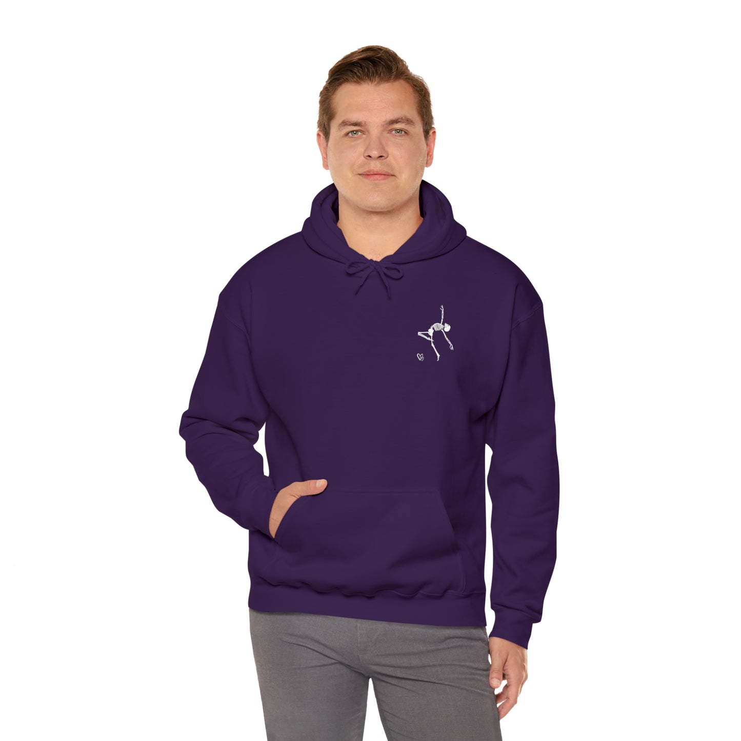 Dancing Skeleton Hoodie- Dancing Skeleton Front- Multi -Dancing Skeleton Back, Mutliple Color Options, Unisex Heavy Blend™ Hooded Sweatshirt